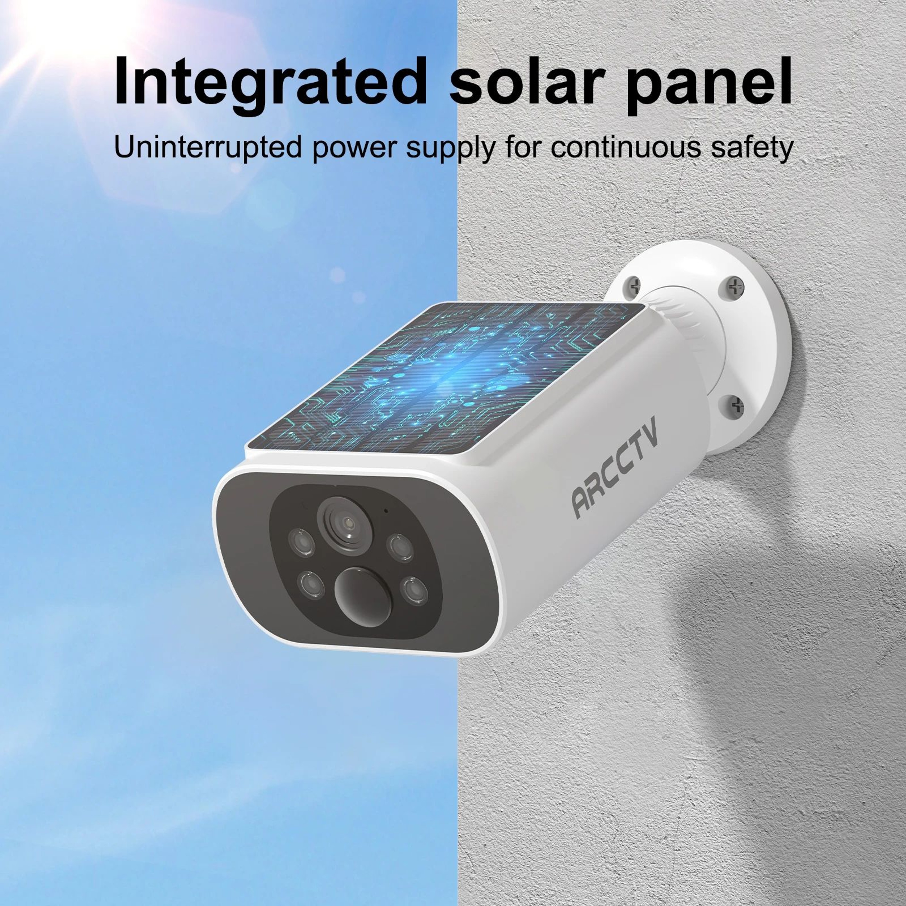 ARCCTV 4MP Solar WiFi Outdoor Security Camera Kit With Humanoid Detection  Siren 1