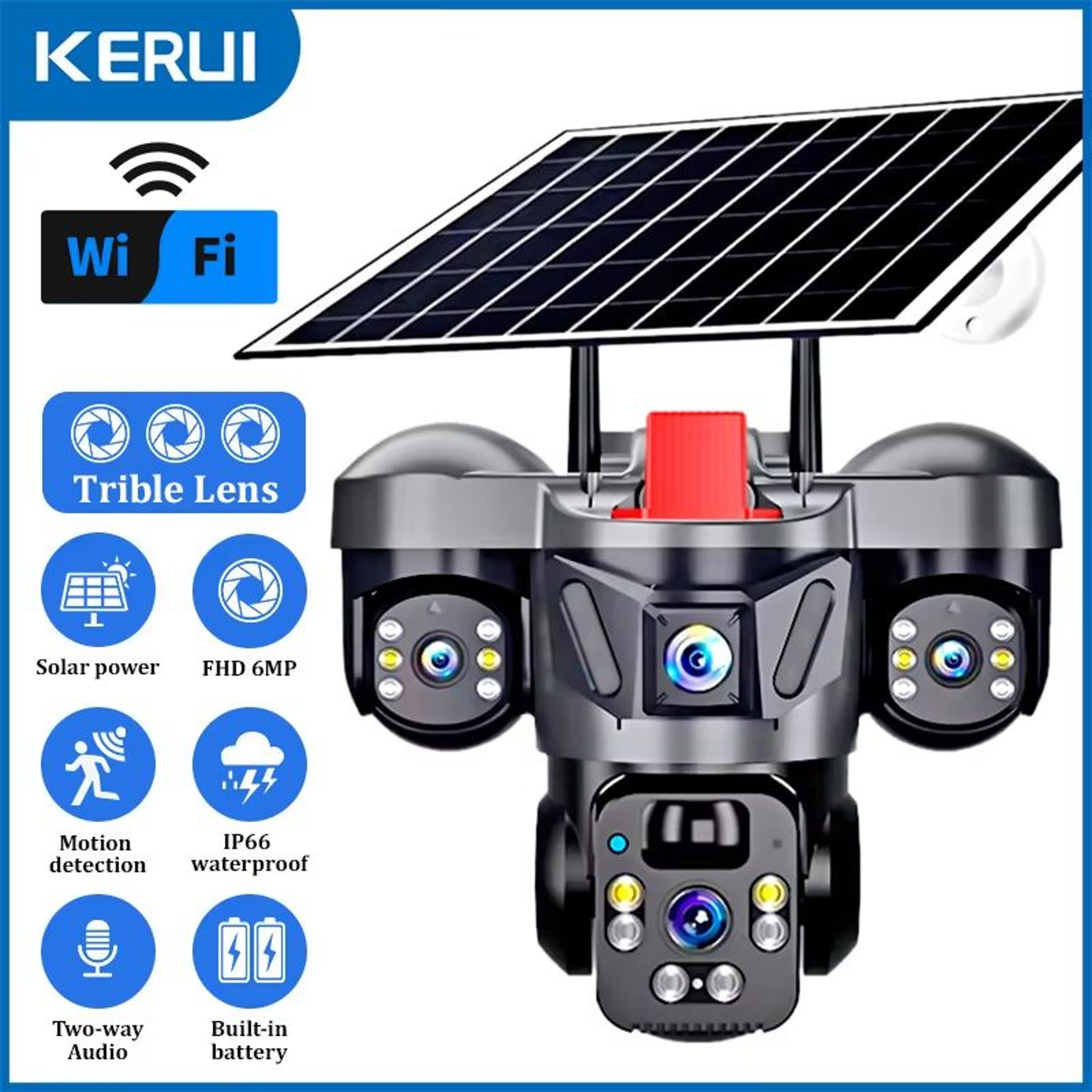 KERUI 6MP Solar WiFi 4G PTZ Outdoor Security Camera With Triple Lens And BuiltIn Battery 6