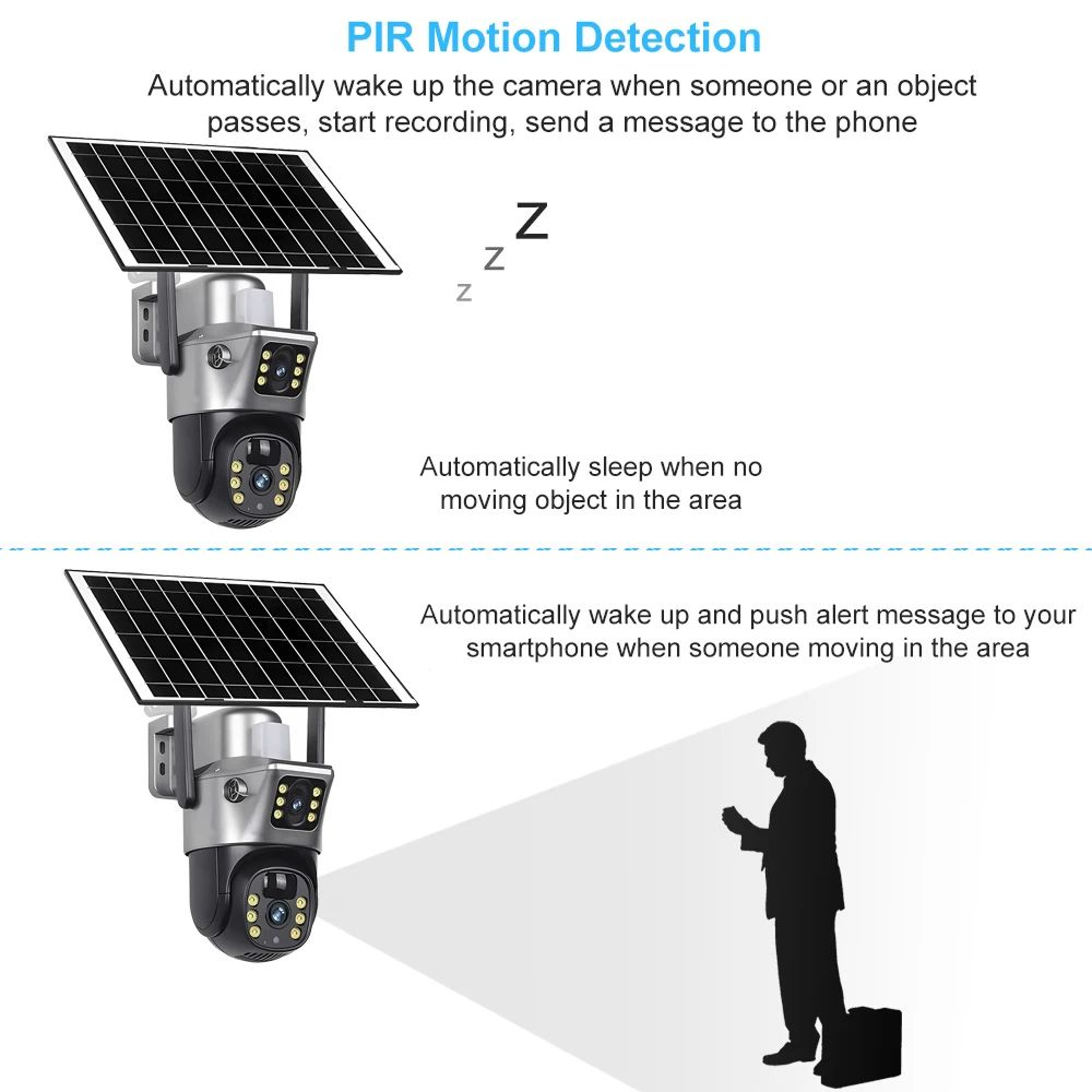 4GWiFi Solar 8MP 4K Dual Lens Outdoor Security Camera With PIR Night Vision And Long Battery Life 3