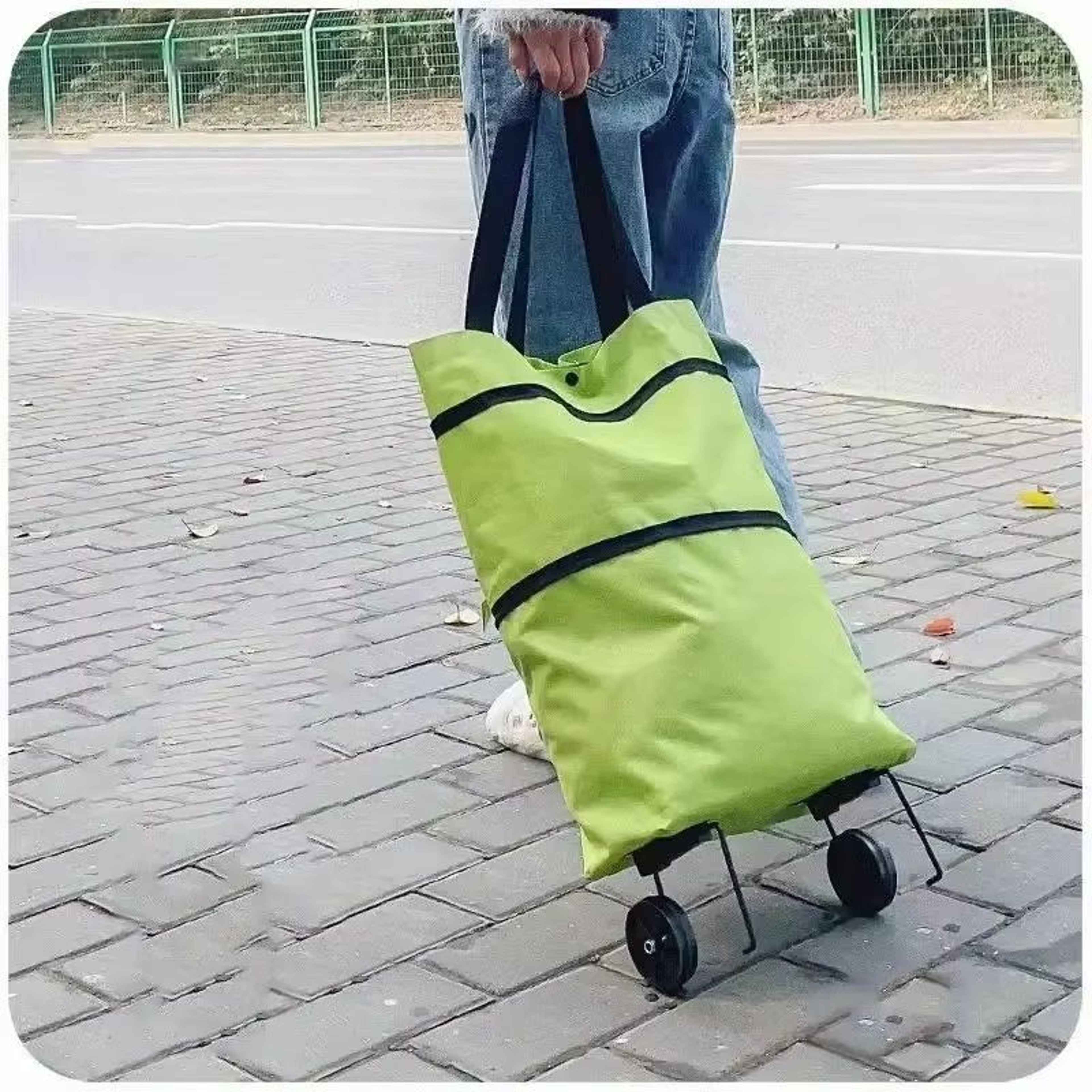 Heavy Duty Foldable Shopping Cart With Wheels Compact Wheeled Grocery Cart For Home And Office 1