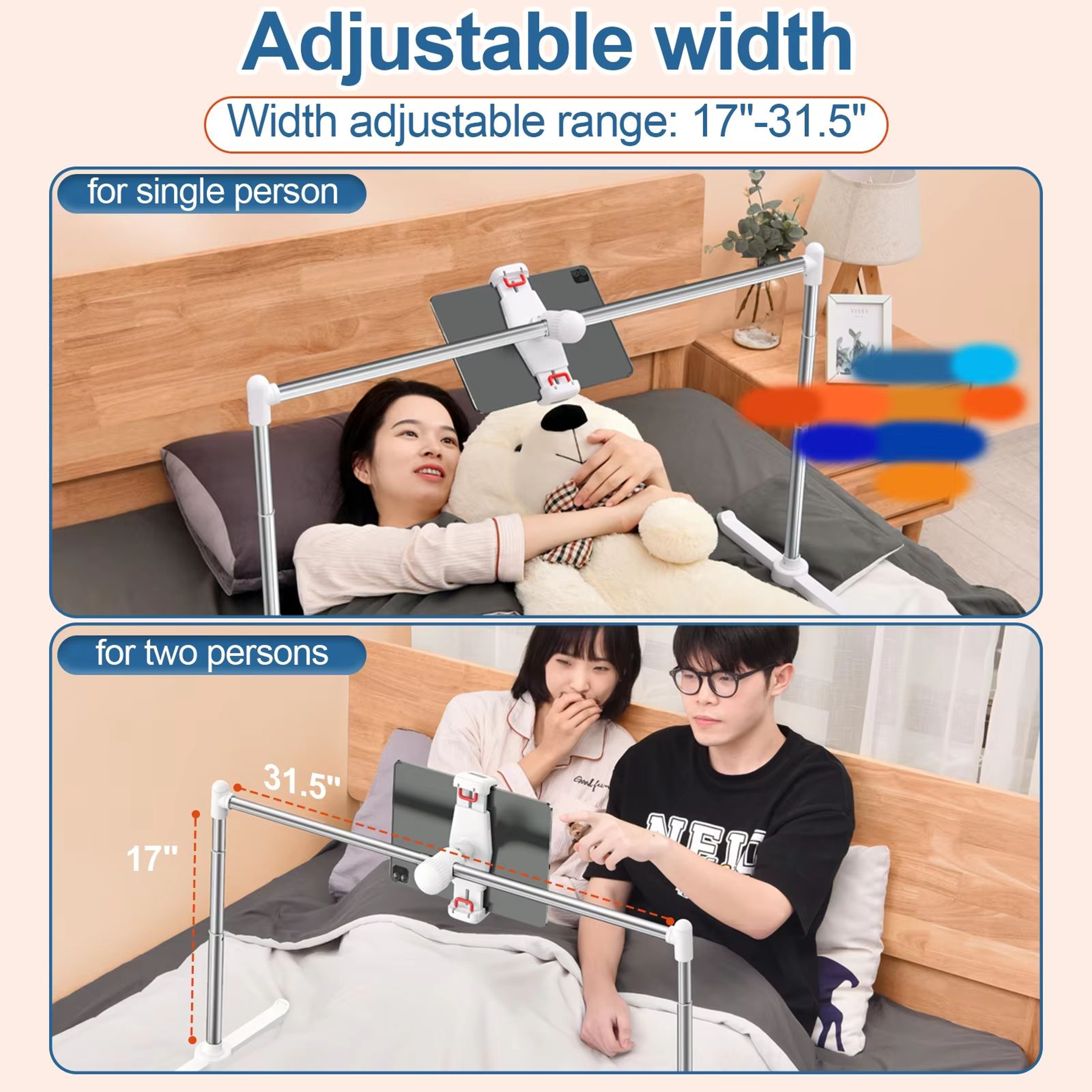 Oatsbasf Adjustable Tablet Stand For Bed Foldable Phone Holder With 360 Rotating Clamp 3