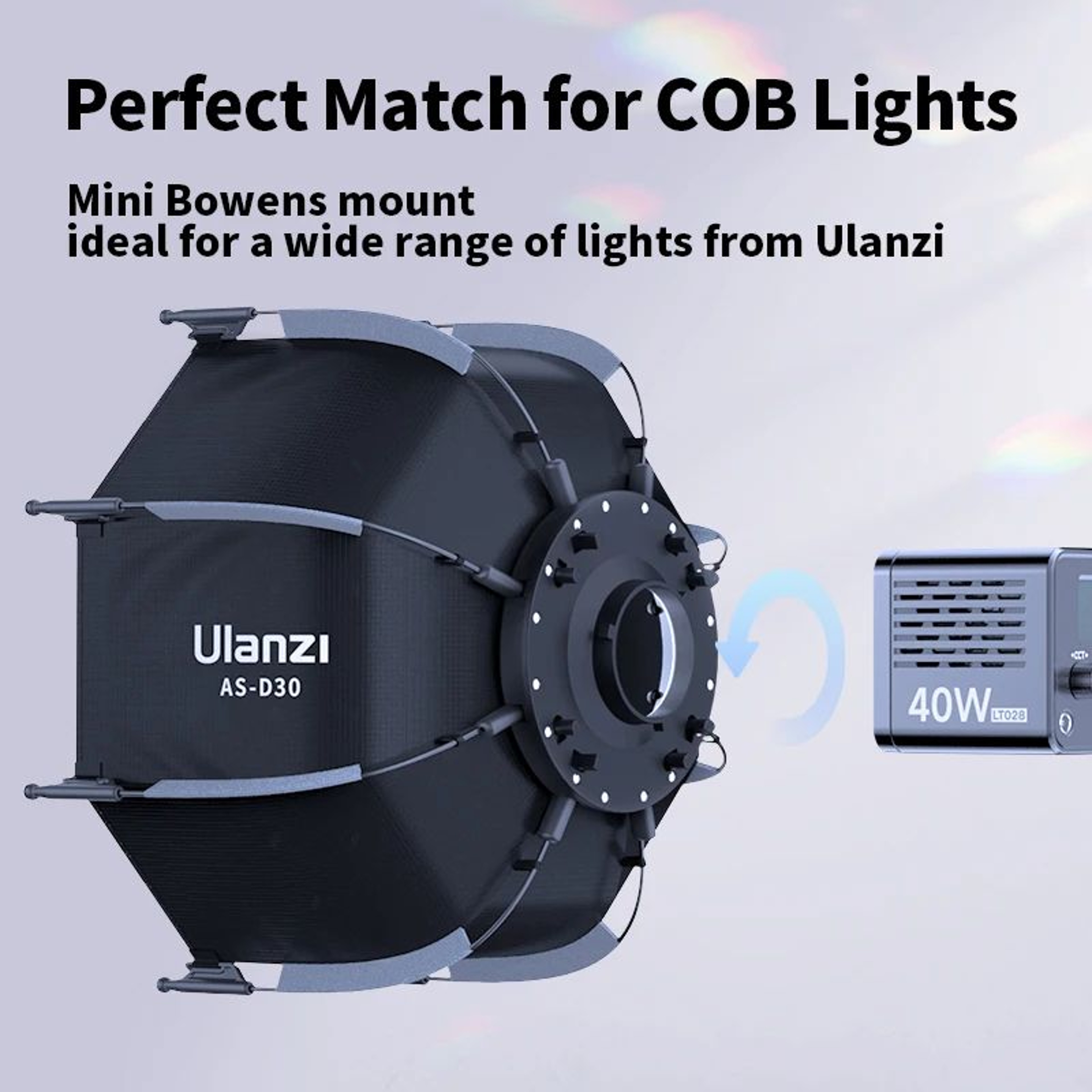 Ulanzi ASD30 1181in Octagonal Softbox With Mini Bowens Mount For 40W COB Video Lights 2