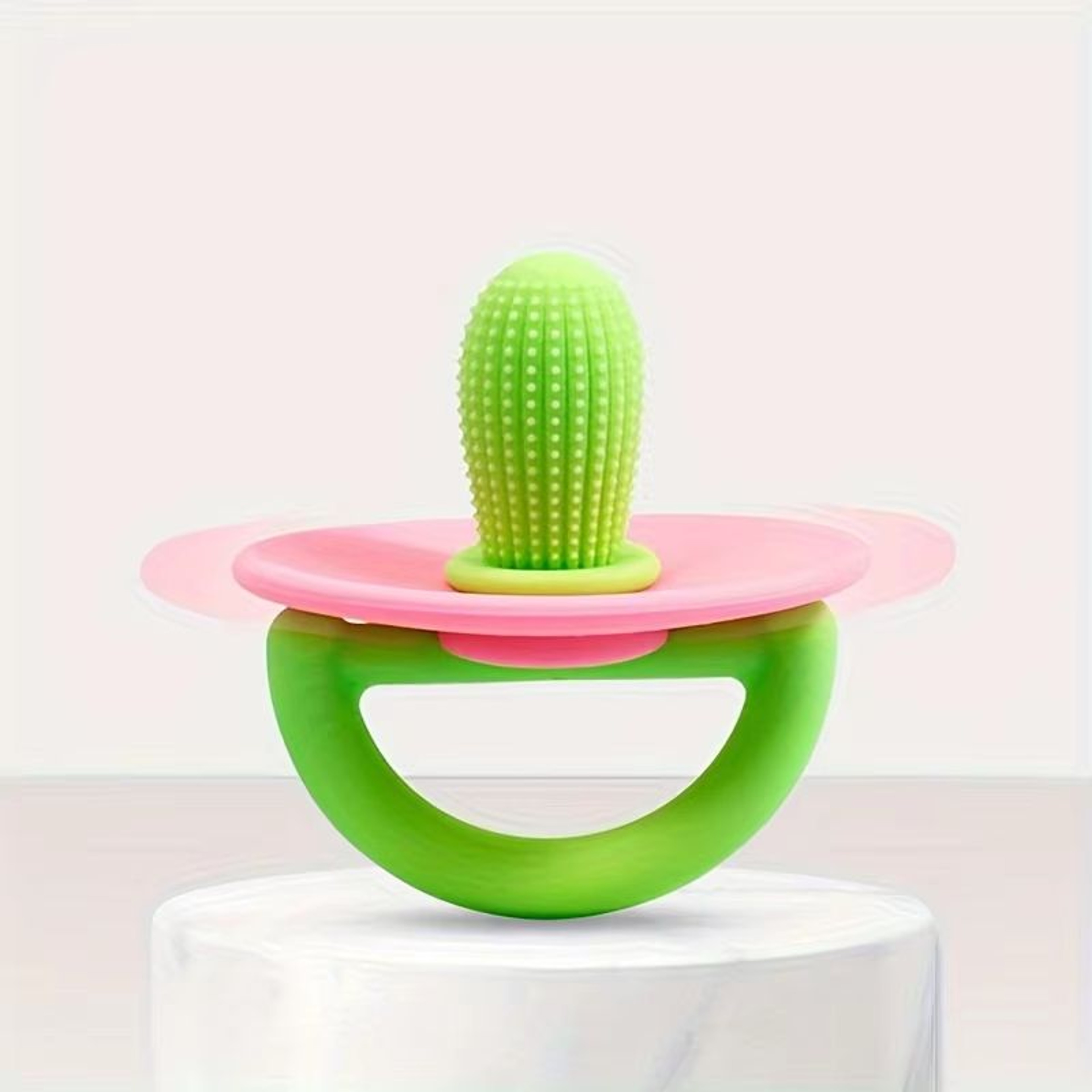 Soft Silicone PacifierStyle Baby Teether Ring With Massage Dot 12
