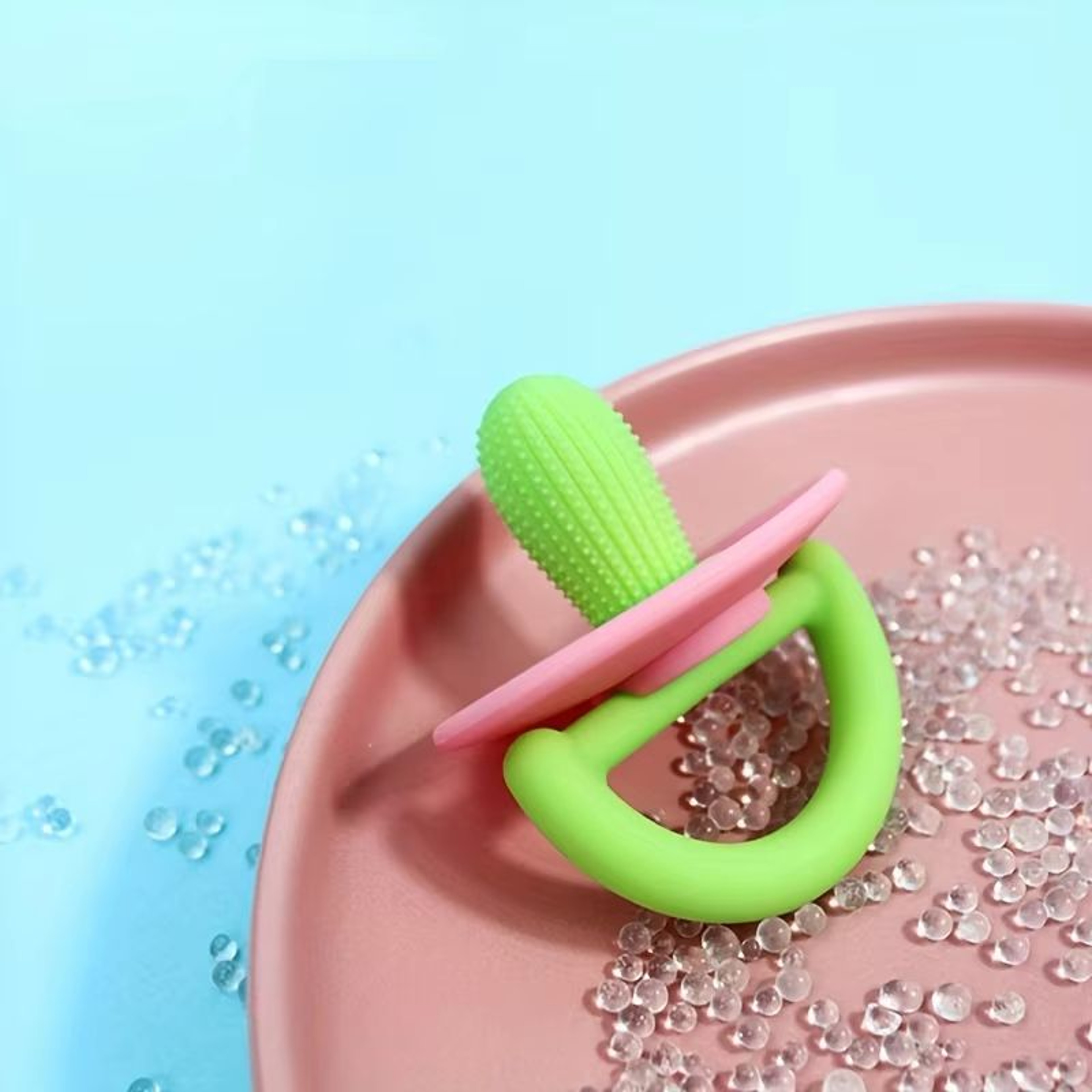 Soft Silicone PacifierStyle Baby Teether Ring With Massage Dot 3