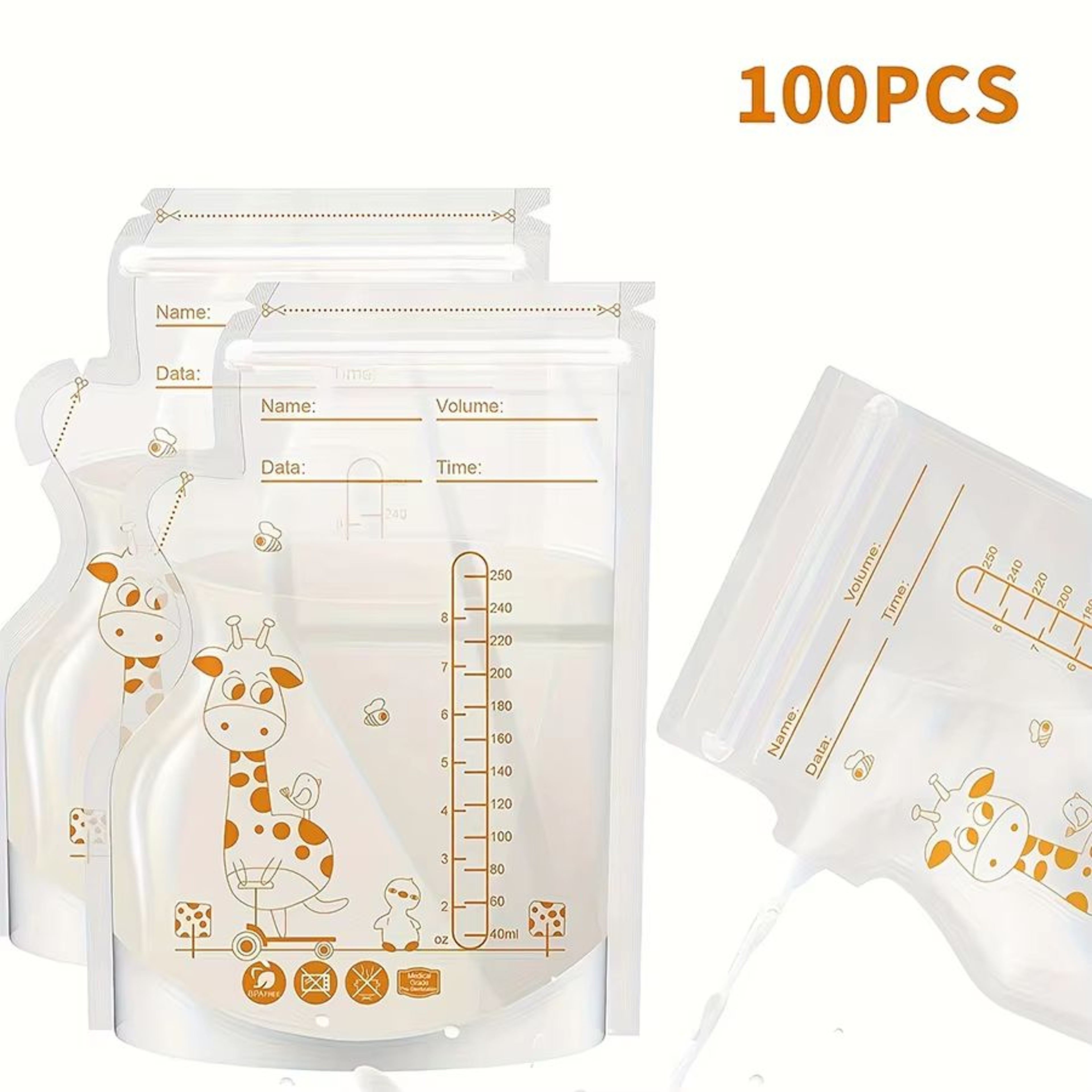 Breast Milk Storage Bags With DoubleSeal  Easy Pour Spout  3060100 Pack 8 Oz250 Ml 8