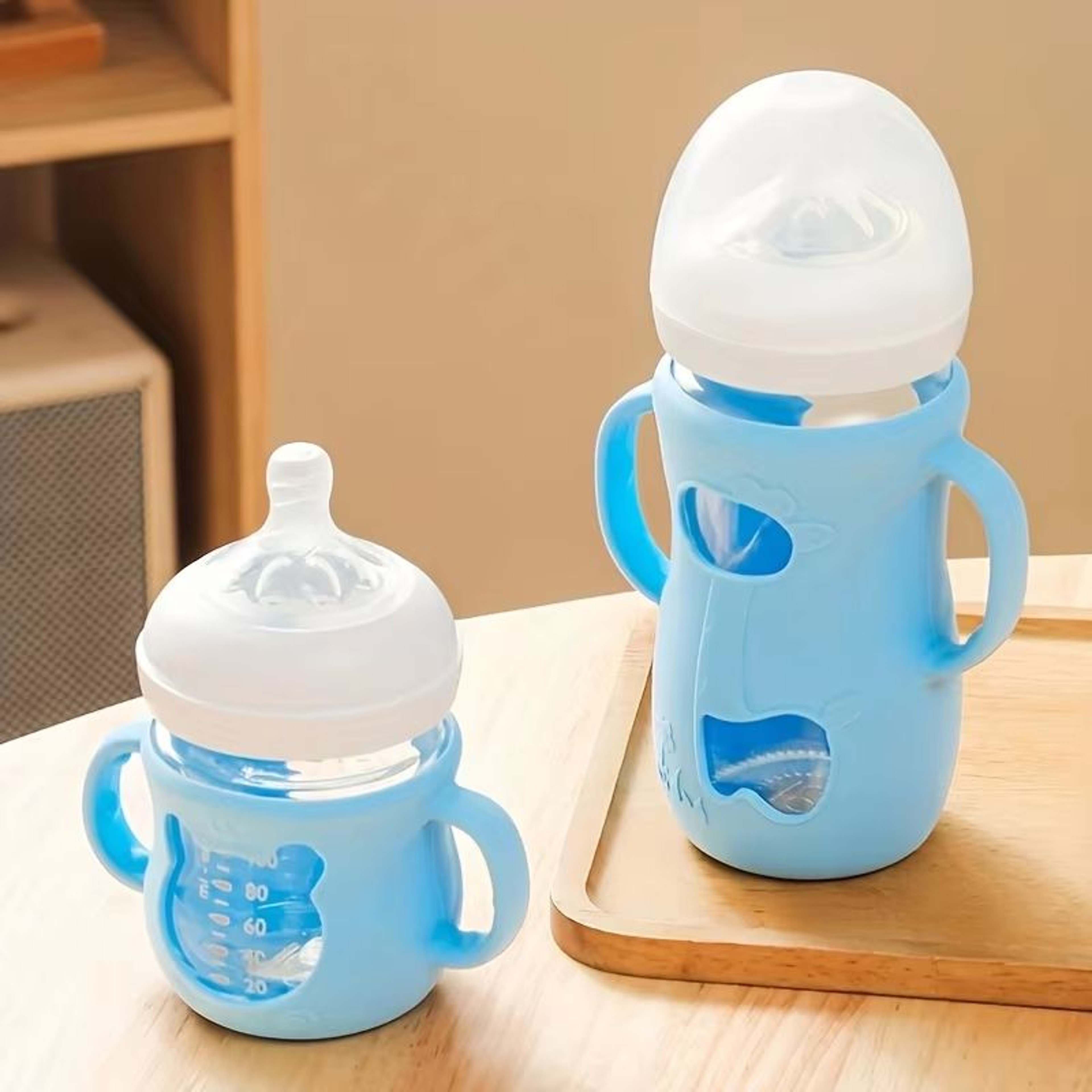 8 Oz240 Ml WideNeck Silicone Baby Bottle Sleeve With Handle  Feeding Bottle Protector 0