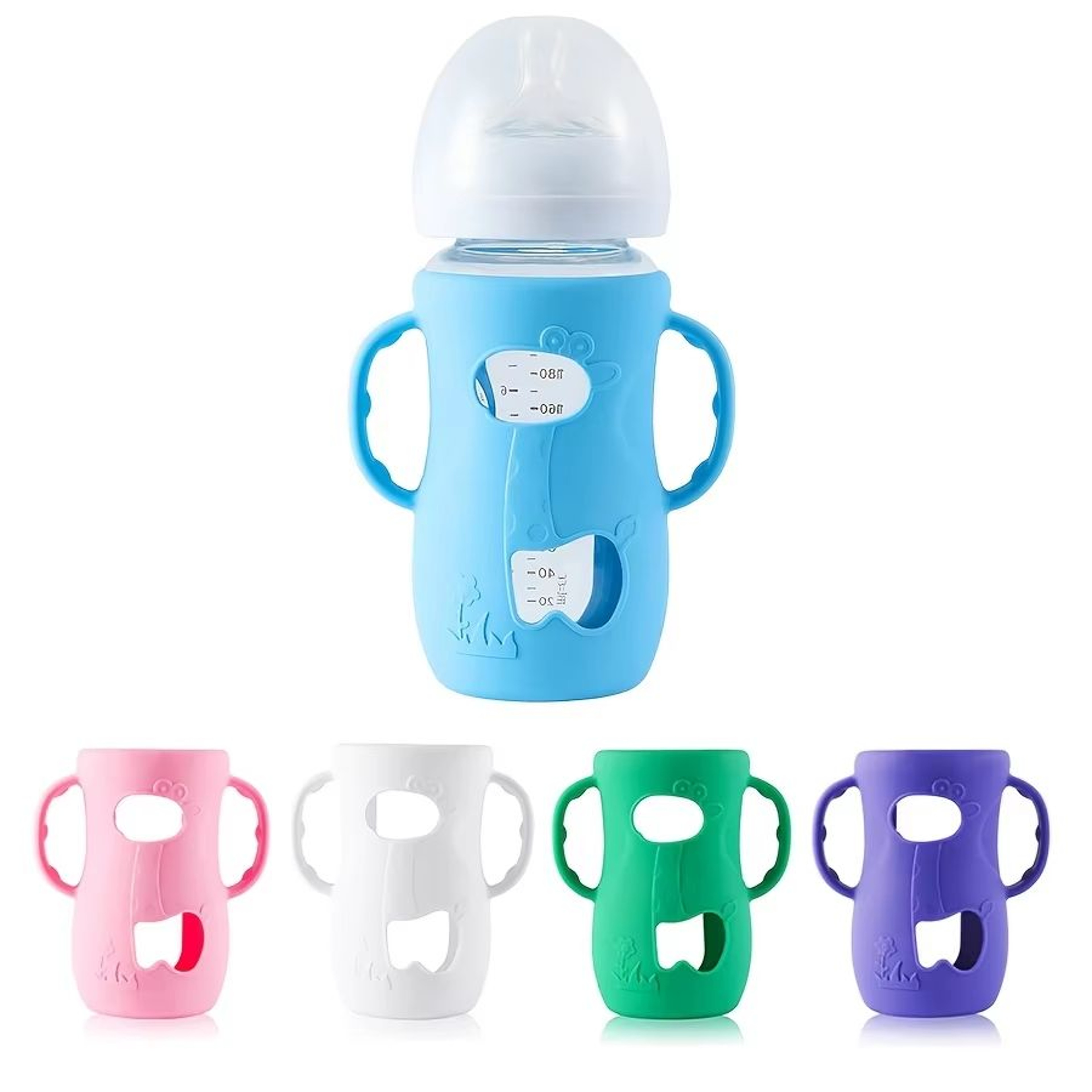 8 Oz240 Ml WideNeck Silicone Baby Bottle Sleeve With Handle  Feeding Bottle Protector 1