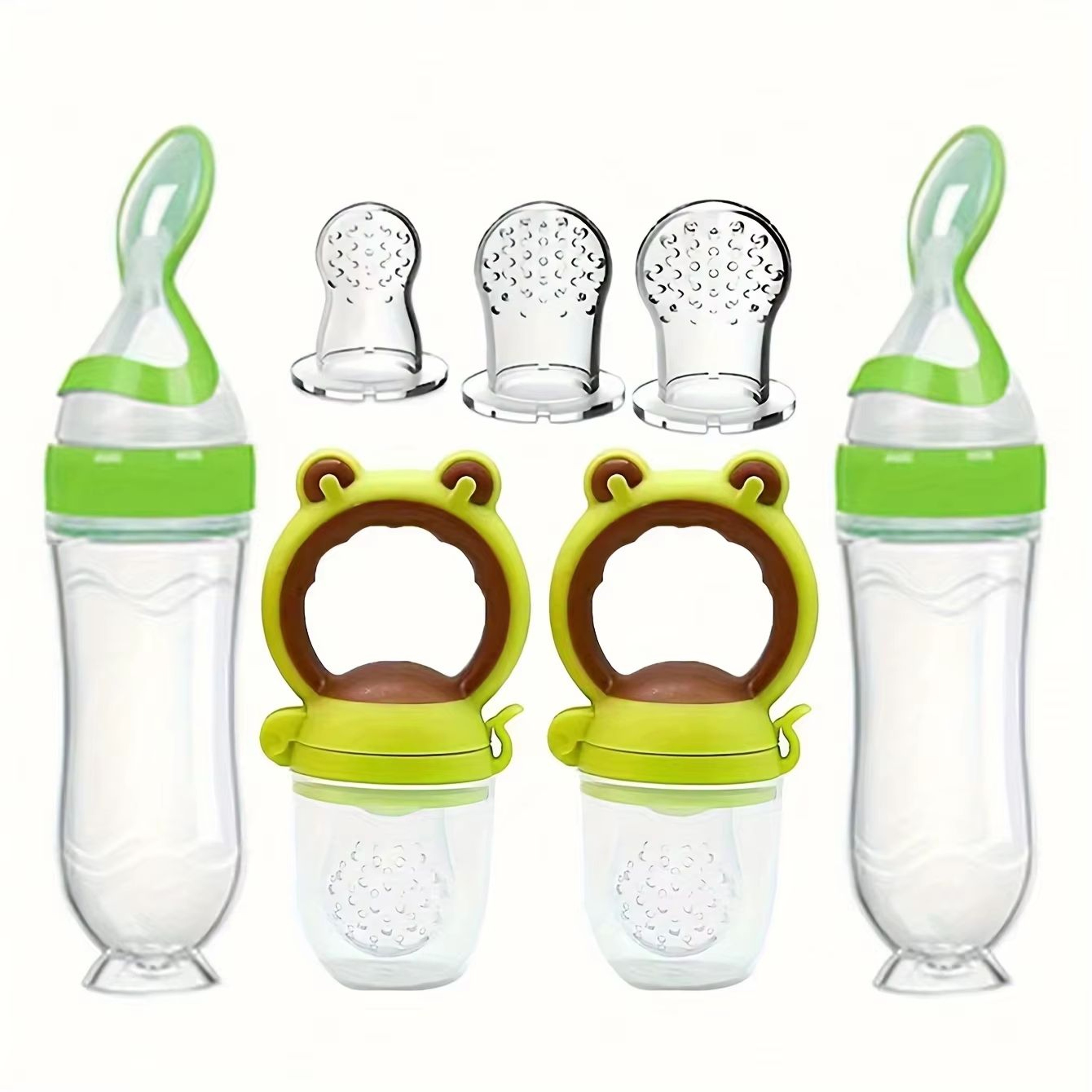 7Piece Baby Feeding Set With Soft Silicone Bottles And Fruit Feeder Pacifiers 7
