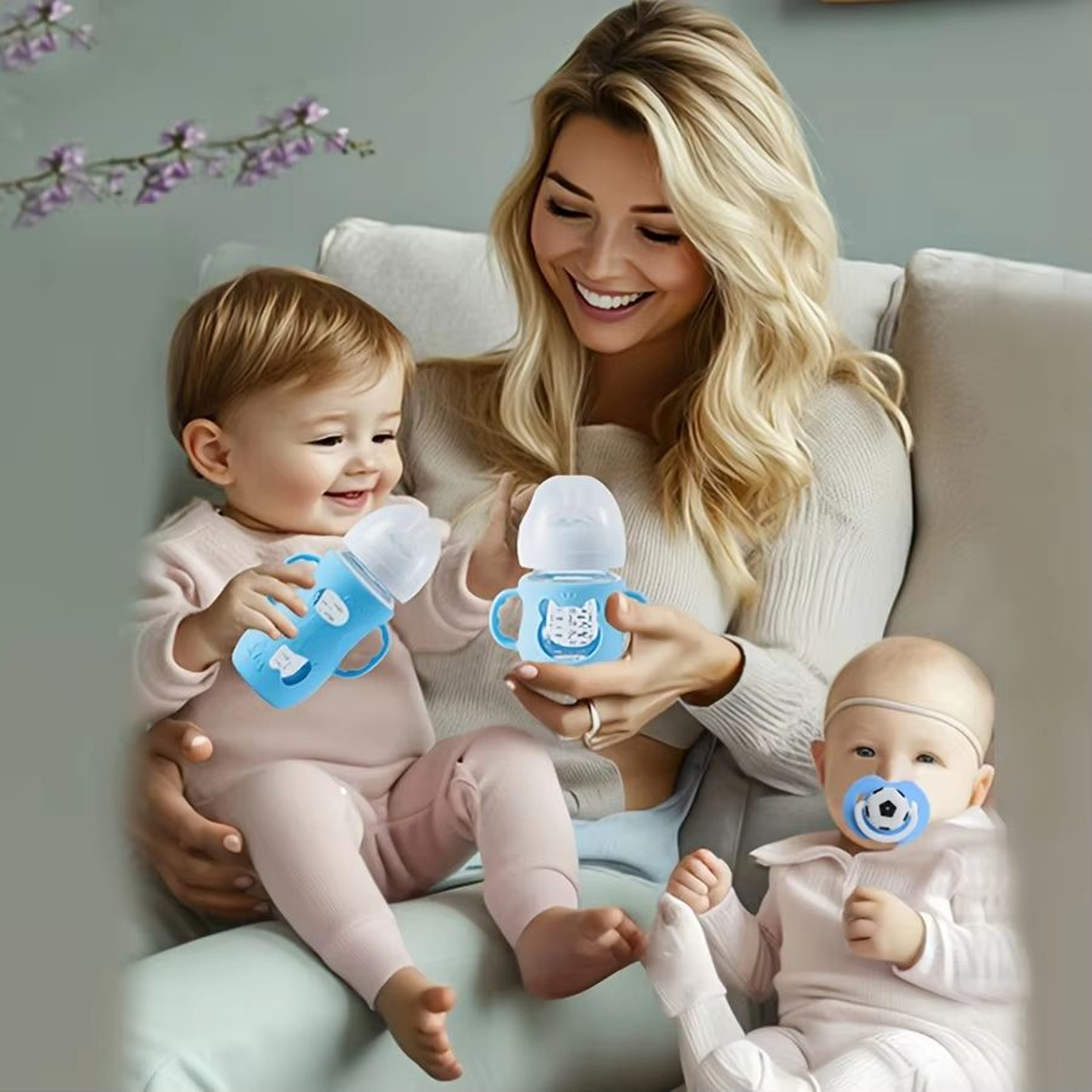 WideNeck Silicone Baby Bottle Sleeve With Handle  4oz120ml Feeding Bottle Protector 1