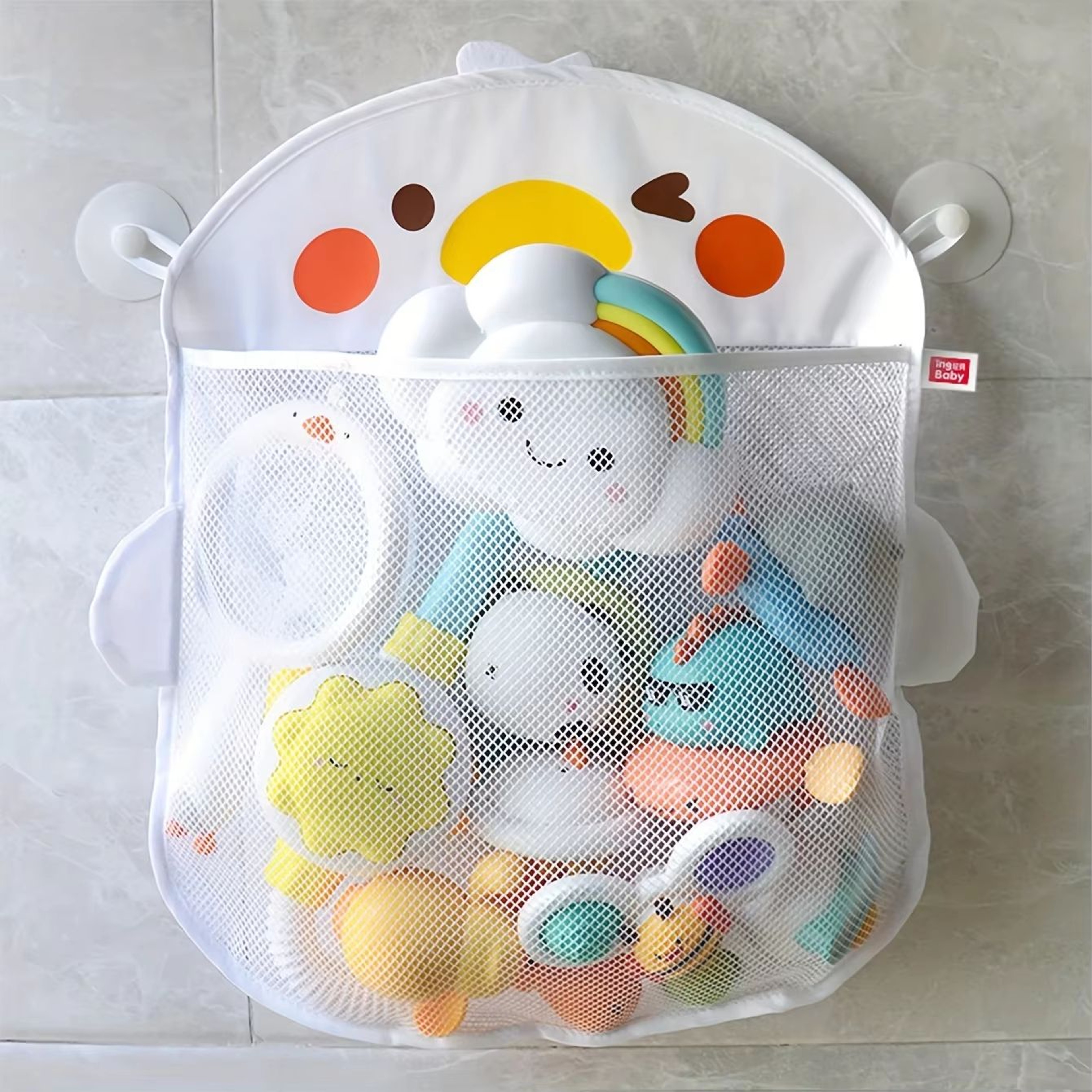 Quick Dry Cartoon Bathroom Storage Bag With Suction Cup For Bath Toys 6