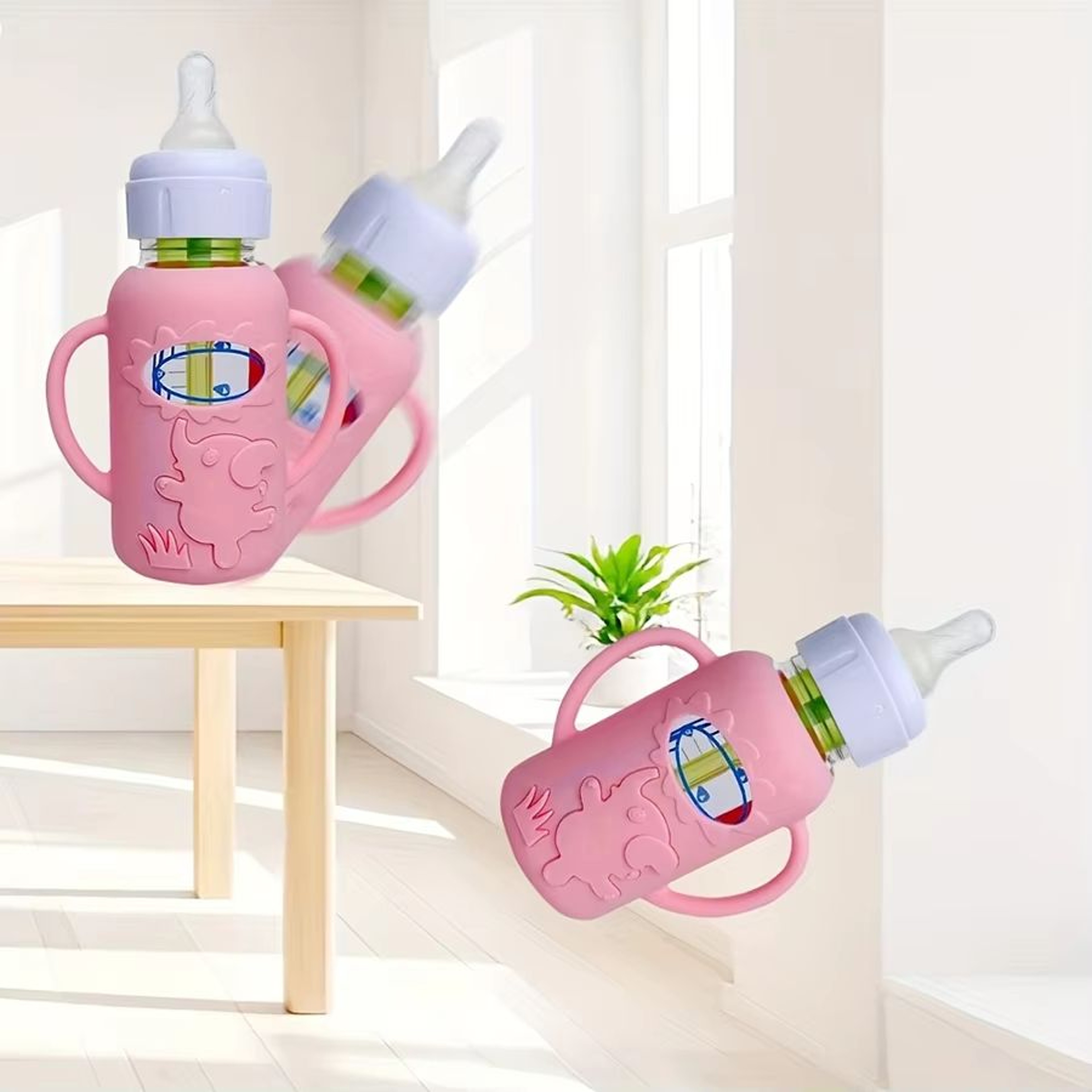 8 Oz240 Ml Silicone Baby Bottle Handle Sleeve For Narrow Neck Bottles 2