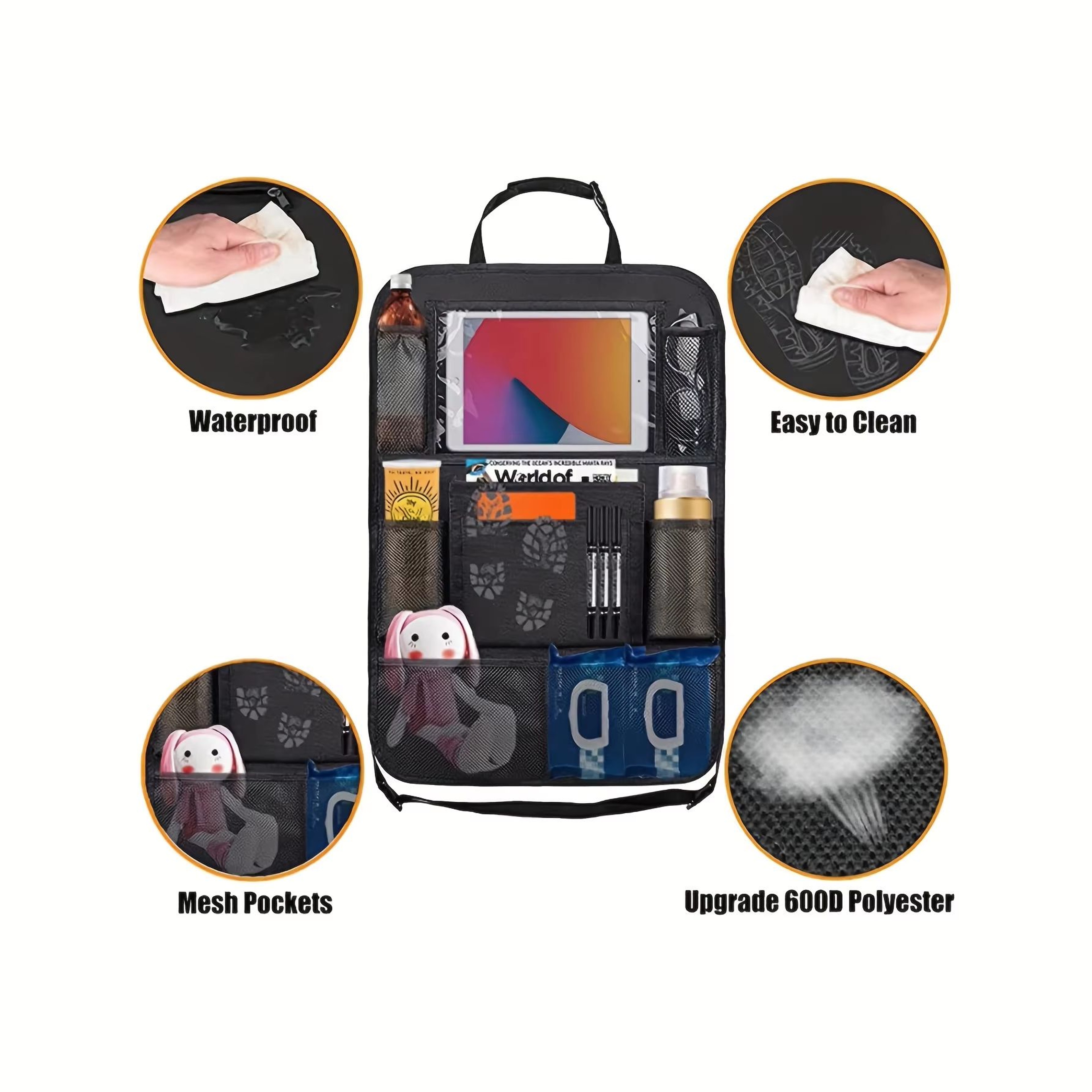 Car Backseat Organizer With Tablet Holder And Seat Protector 3