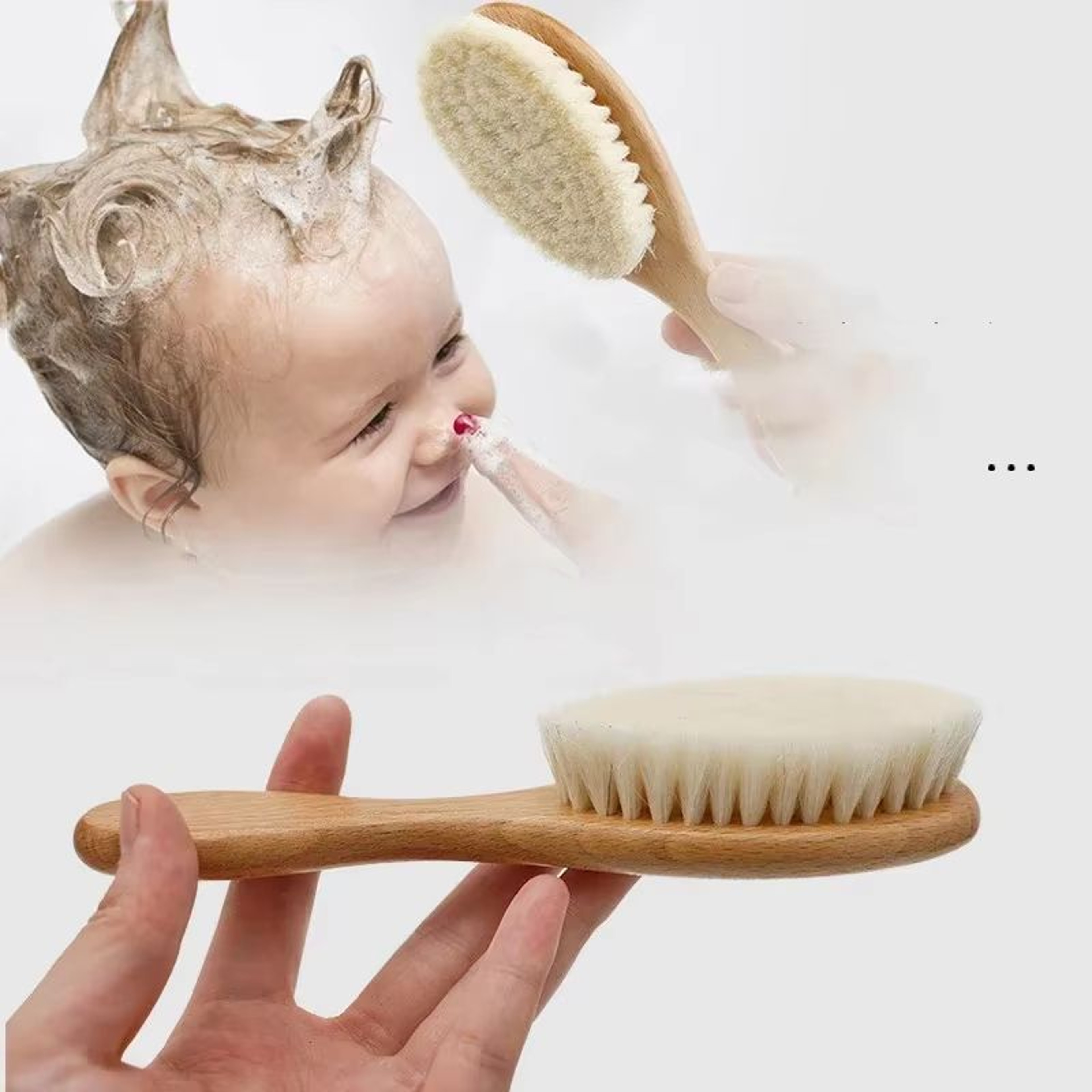 GentleStart Newborn Wooden Hair Comb And Wool Brush Set 0