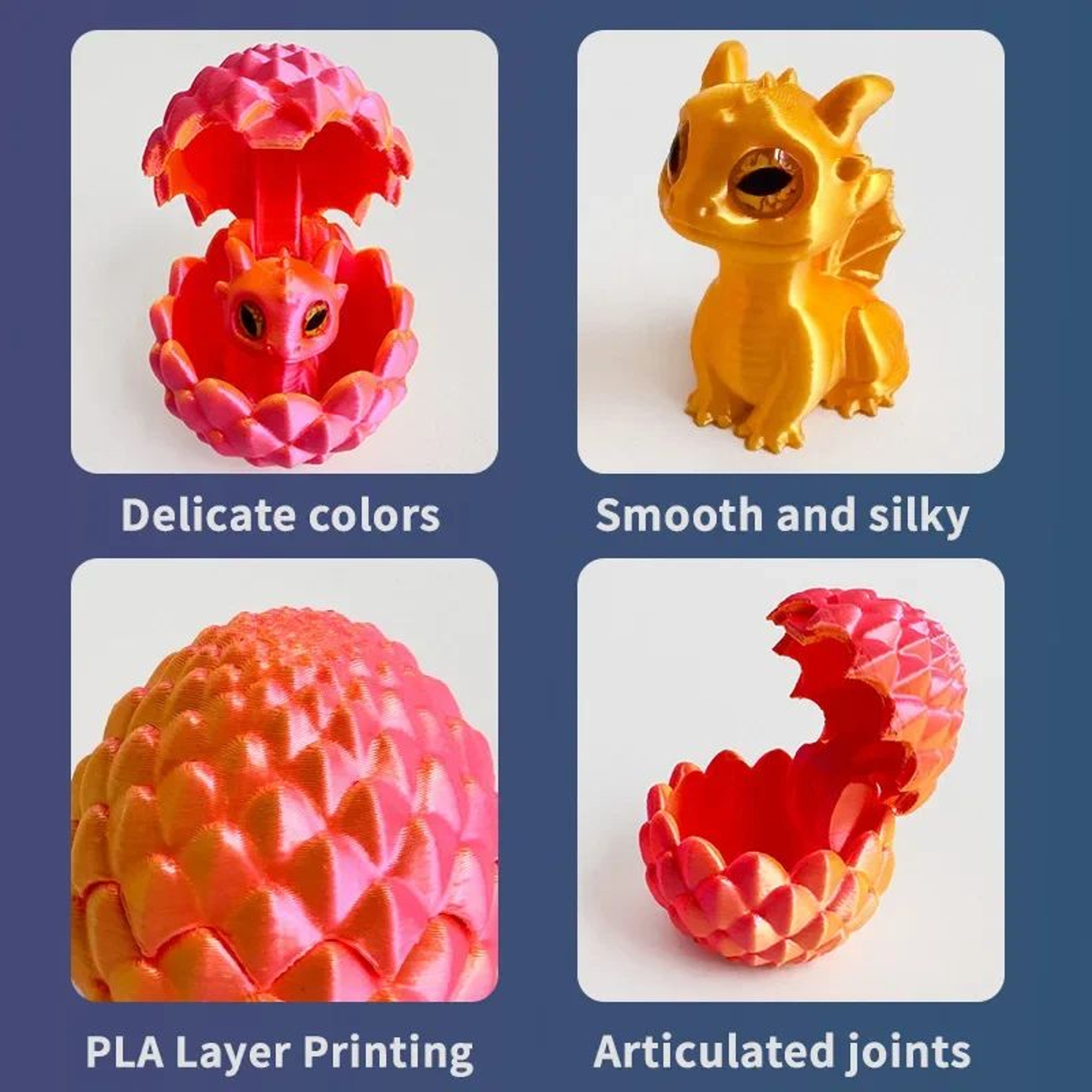 MiniDragon 3D Printed Toy Model With Eggs Random Eyes 3