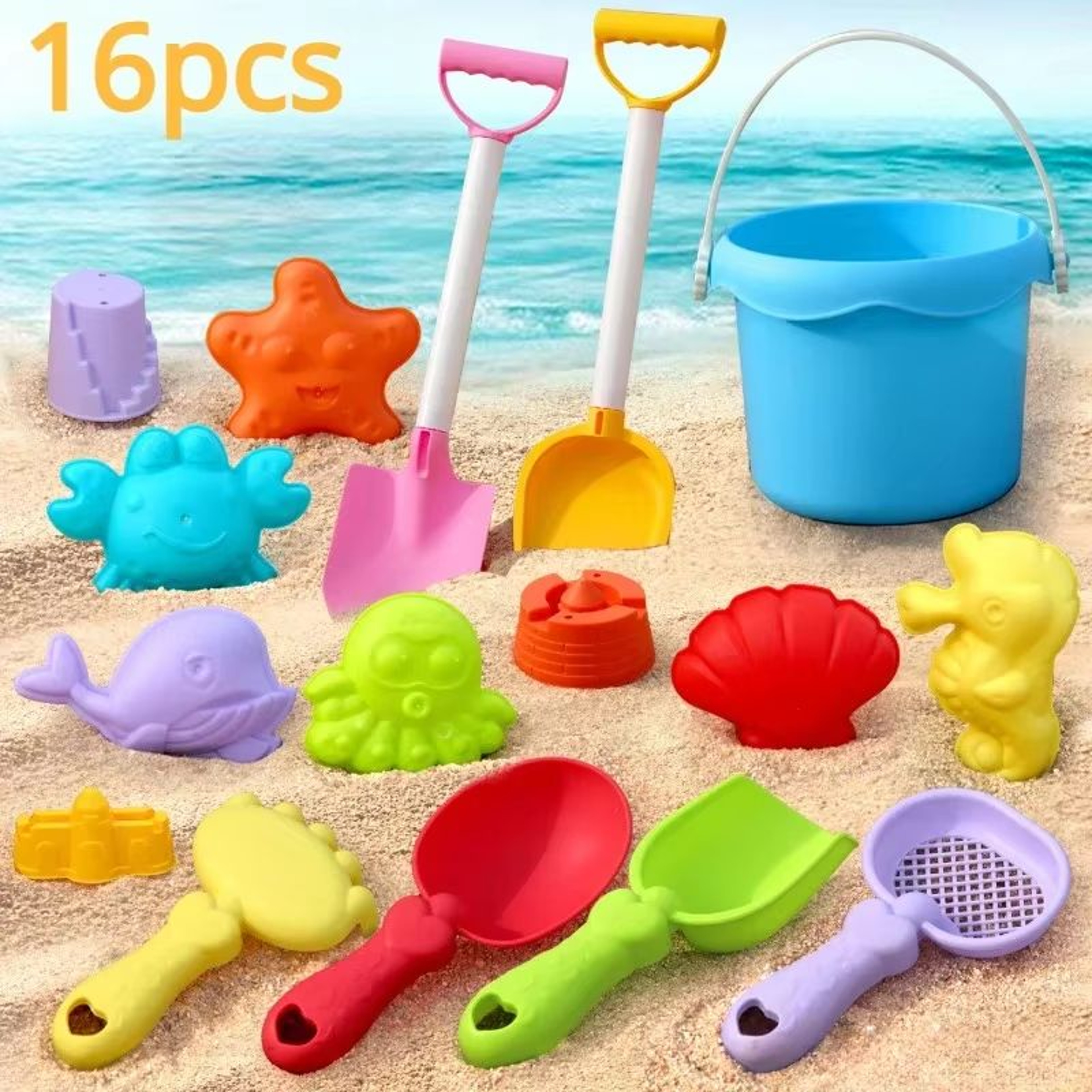 SunnyDig Mini Childrens Beach Toy Set With Large Shovel And Bucket 0