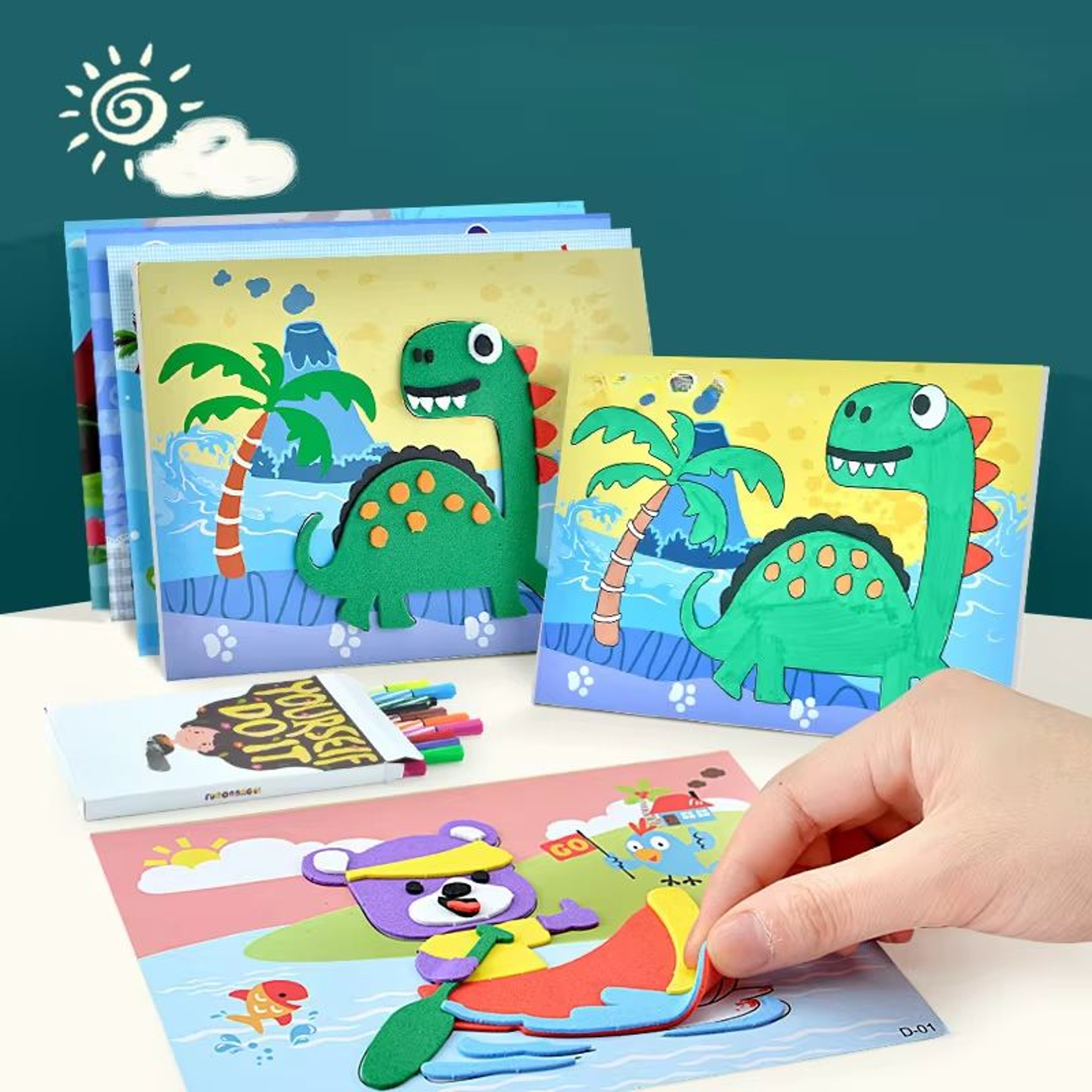 CraftZoo 10Piece 3D EVA Foam Sticker Puzzle Set  Cartoon Animal DIY Craft Kit 0