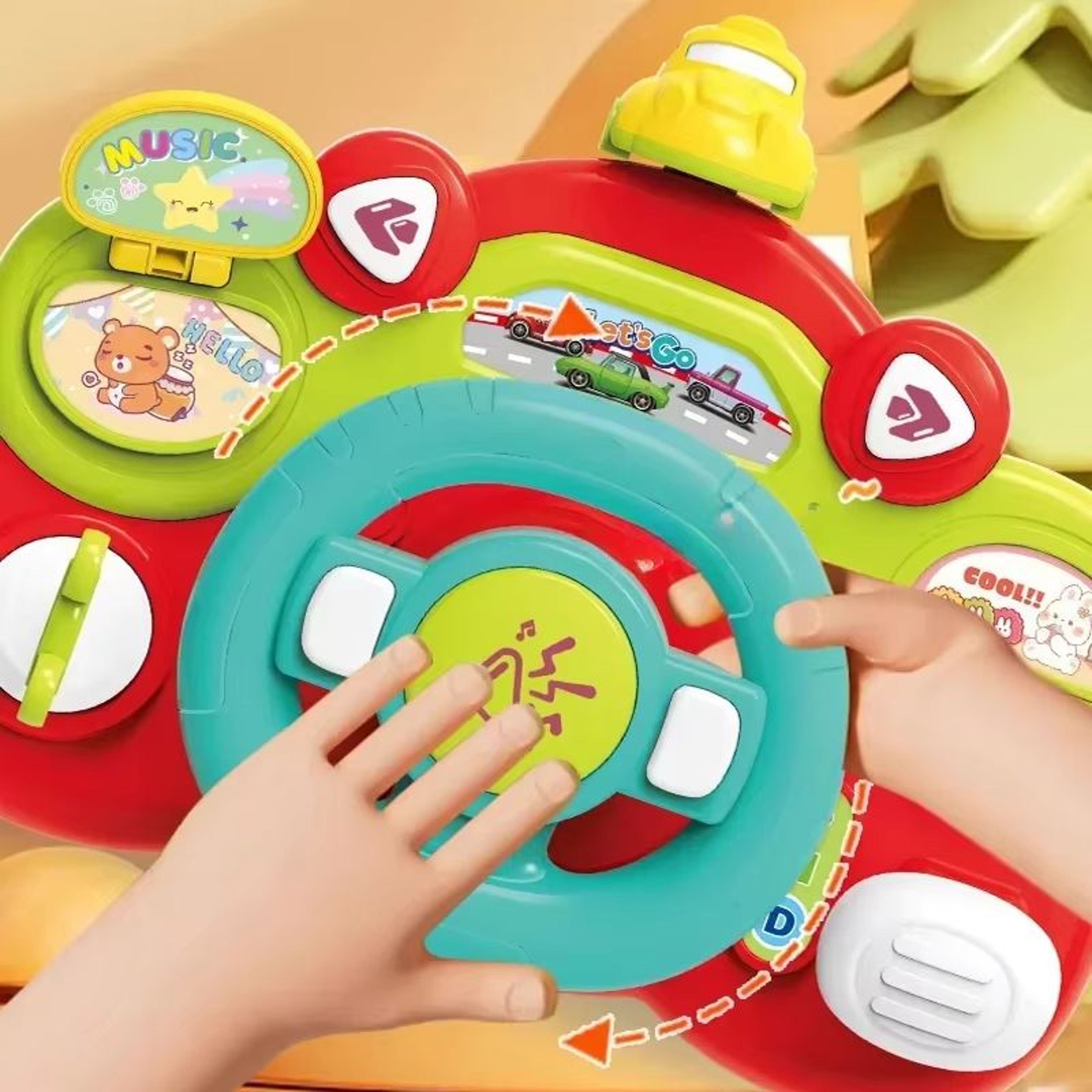 DriveFun Electric Simulation Steering Wheel Toy For Kids  Light Sound  Music Interactive Play 0