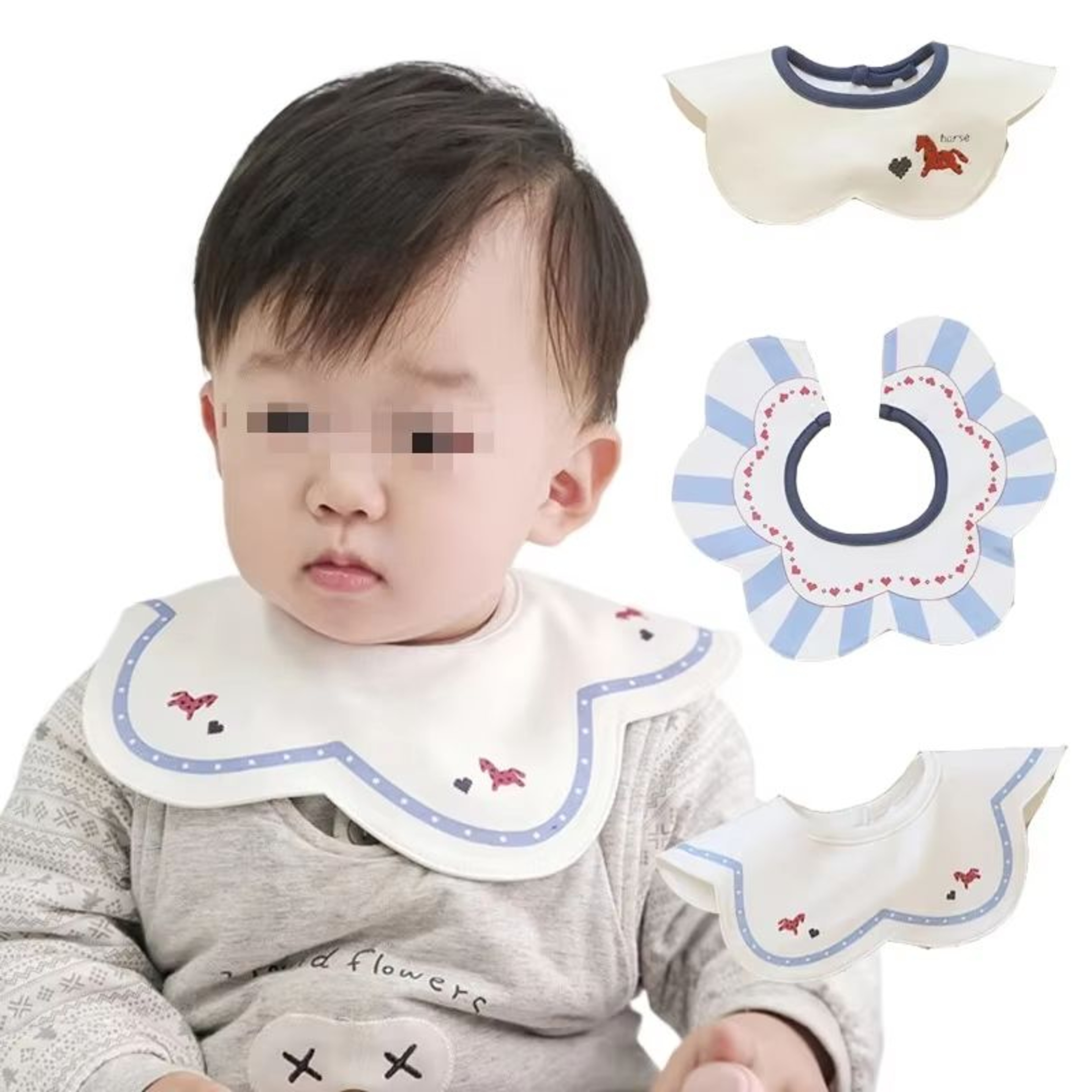 PetalSoft 3Piece Cotton Gauze Baby Feeding Bibs  Drool Towels 0