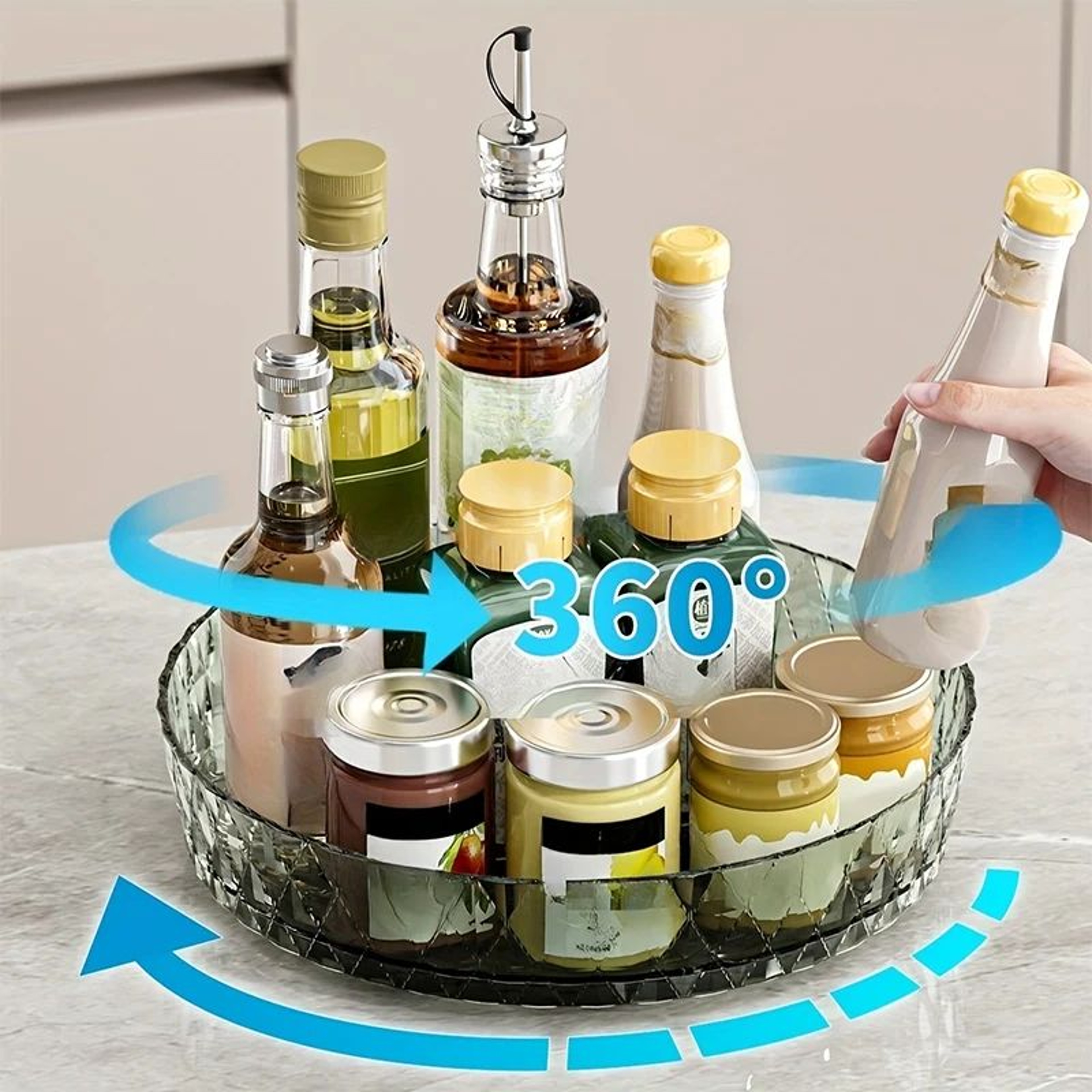 SpinMaster 360 Rotating Turntable Storage Rack  Multifunctional Countertop Organizer 4