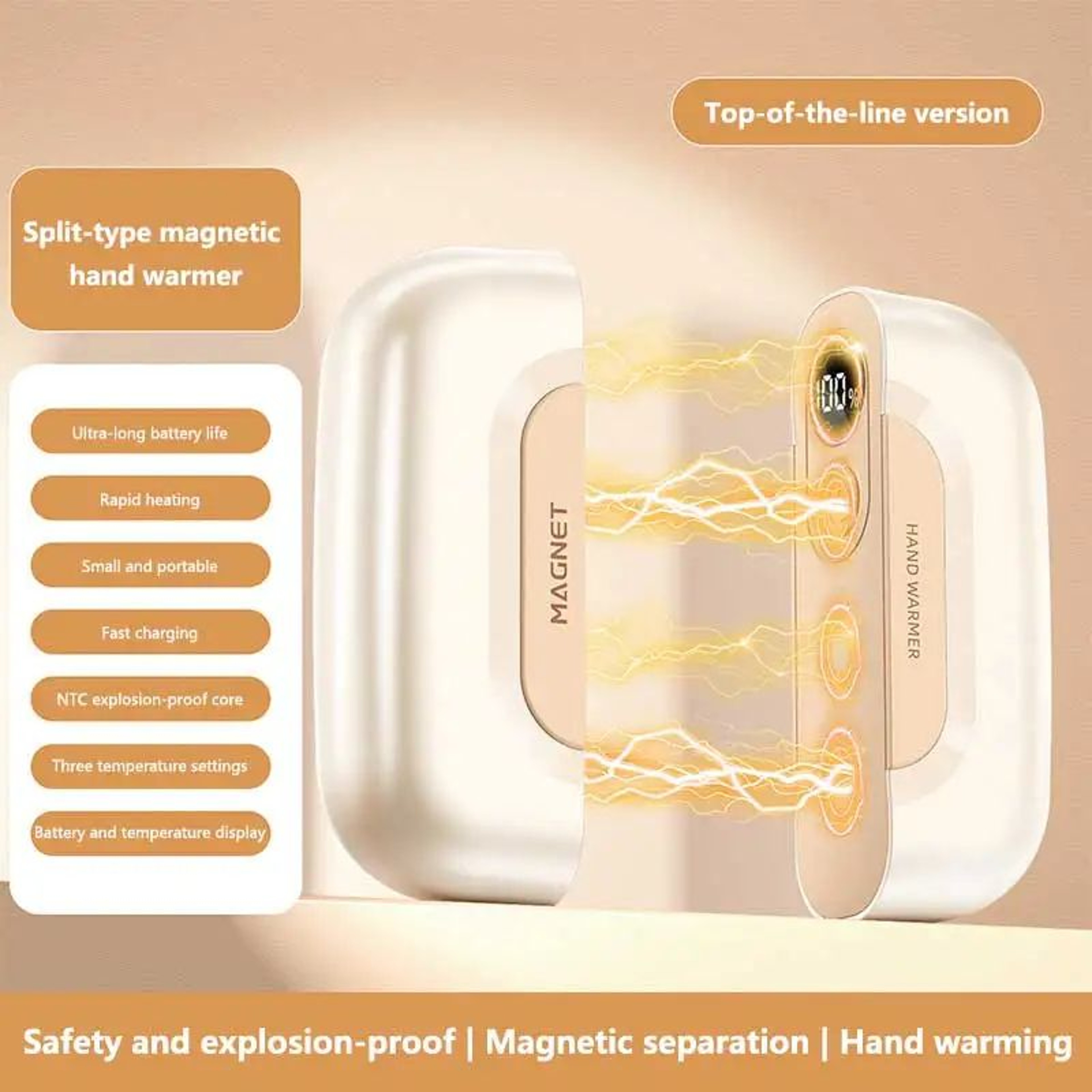 WarmWave 2in1 Magnetic Hand Warmer And 60000 MAh Power Bank  Portable USB Rechargeable Pocket Heate 1