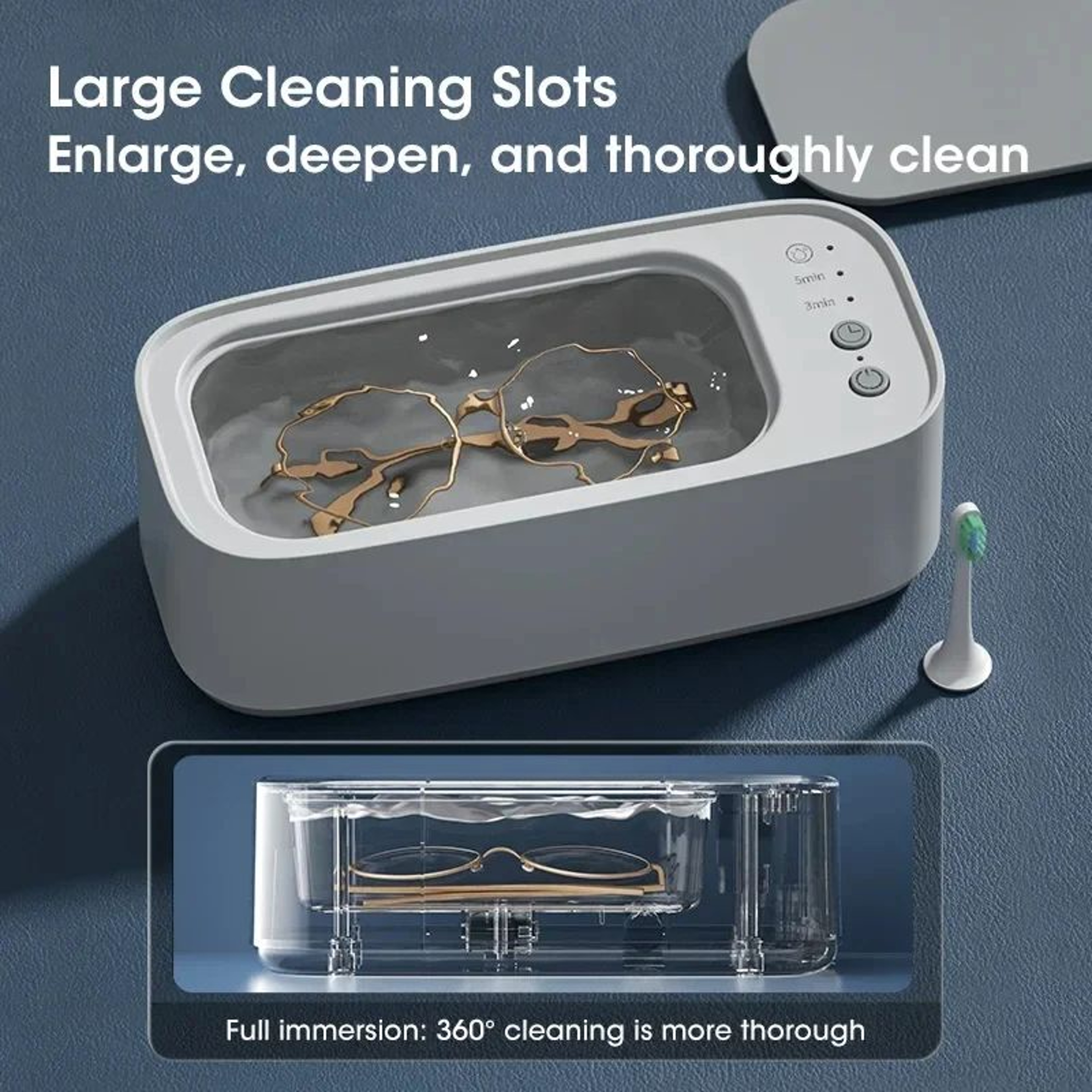 Mini Ultrasonic Cleaner With Adjustable Timer For Glasses Jewelry And Daily Essentials 3