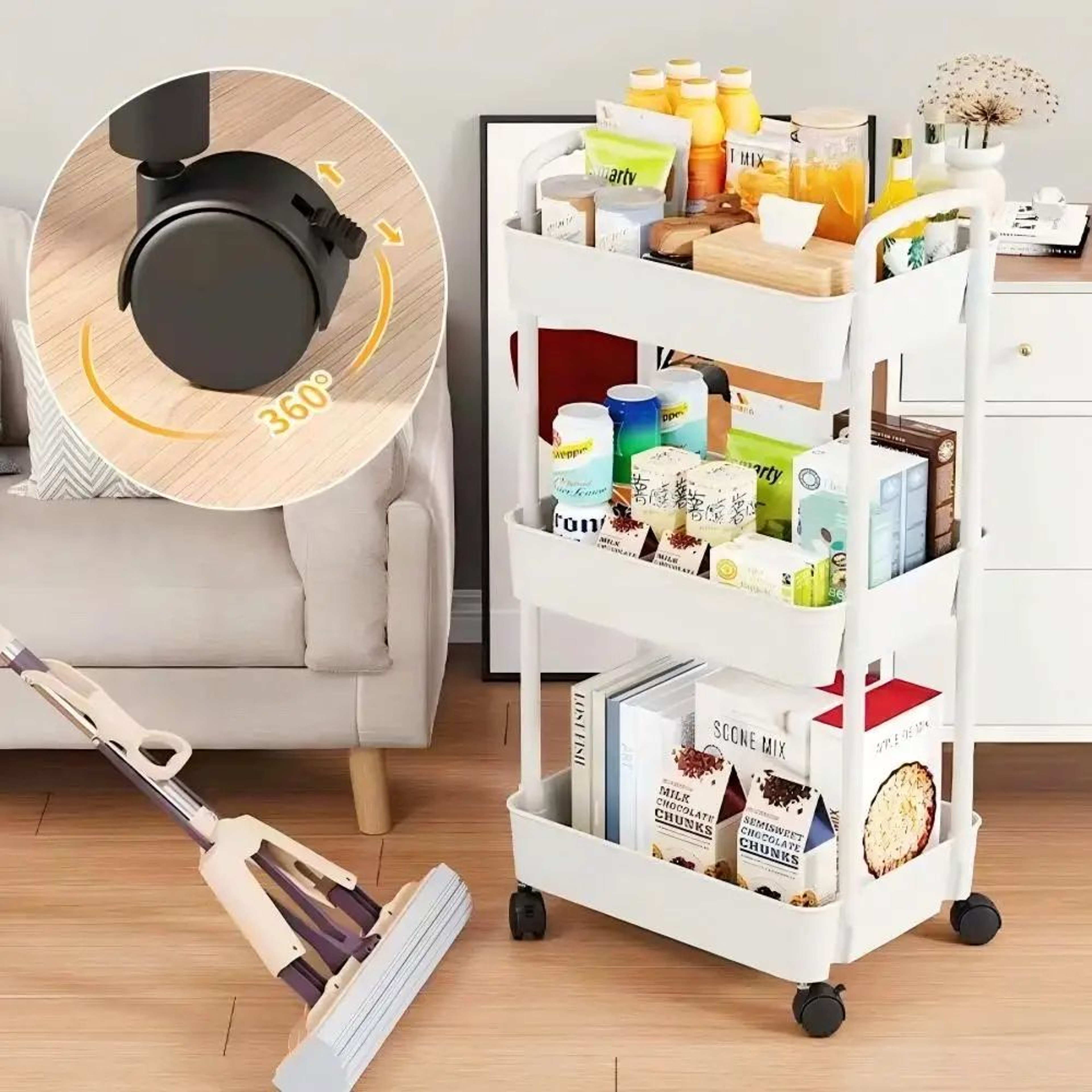 Multi Scene Rolling Storage Cart With Wheels For Kitchen And Home Organizing 2