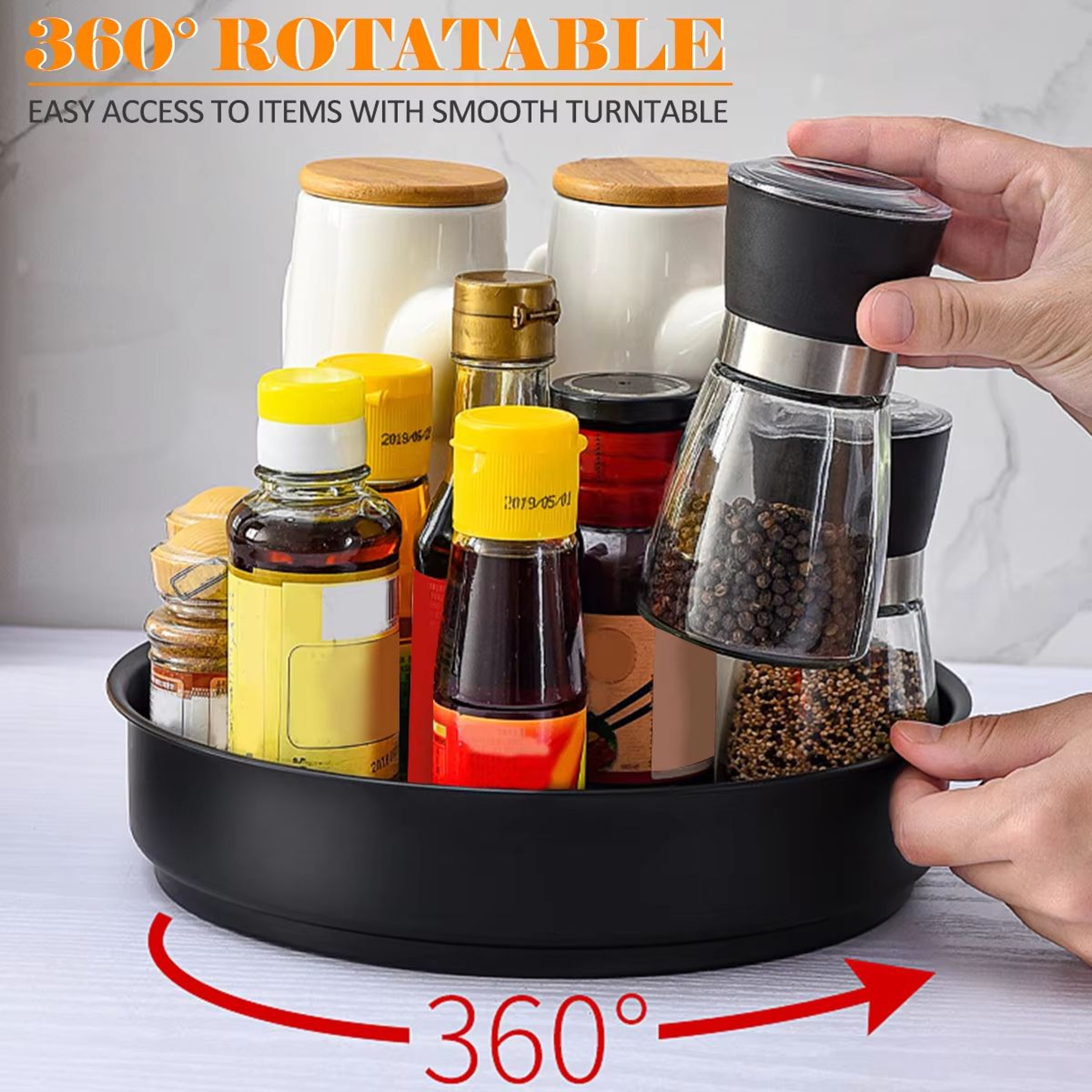 Stainless Steel Rotating Turntable Organizer Multifunction Kitchen Storage Rack 3