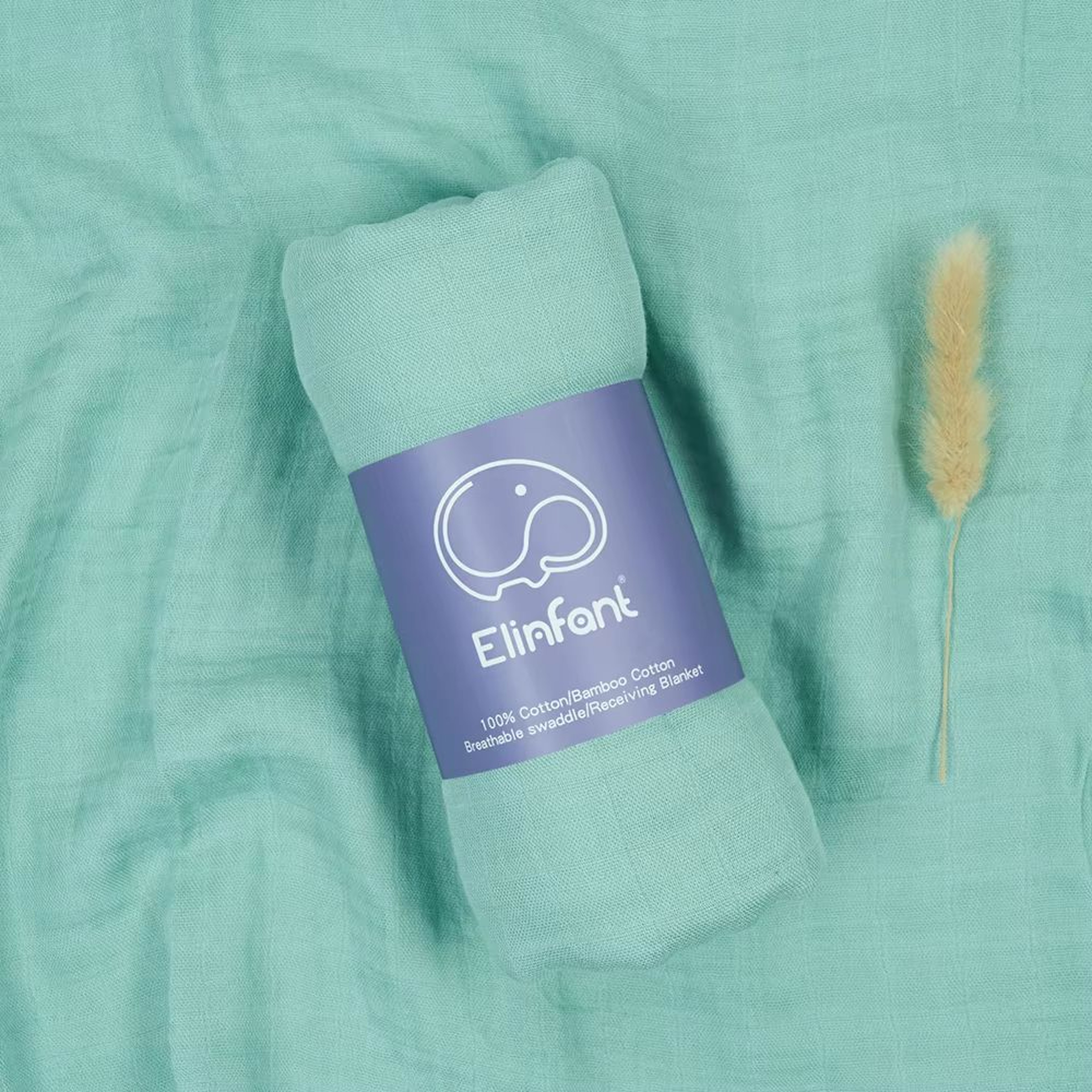 Elinfant 2 Layer Cotton Muslin Swaddle Blanket 4724x4331in Newborn Bath Towel Wrap 12