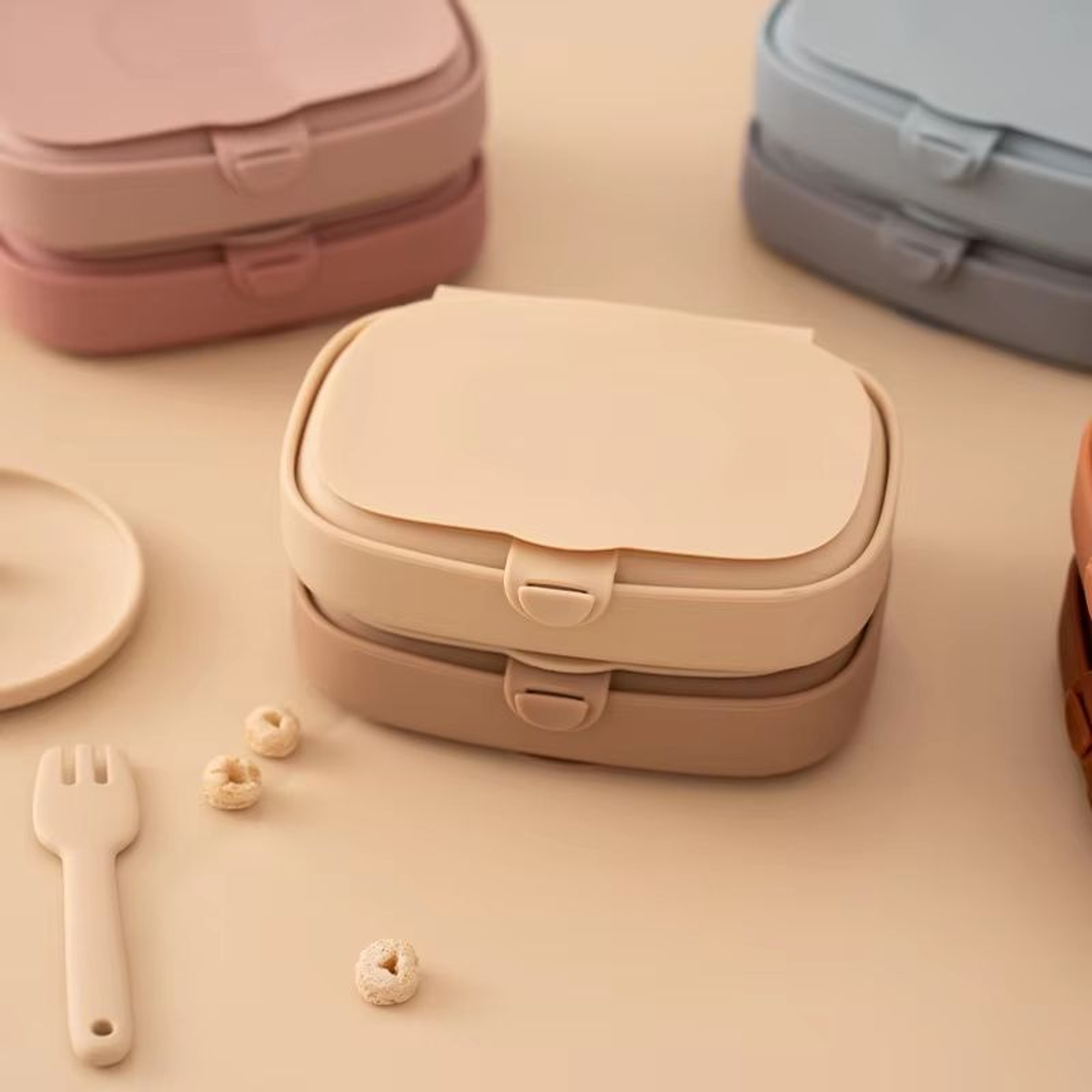 Foldable Silicone Lunch Box Leak Proof Toddler Food Container BPA Free Portable Bento With Lid 3