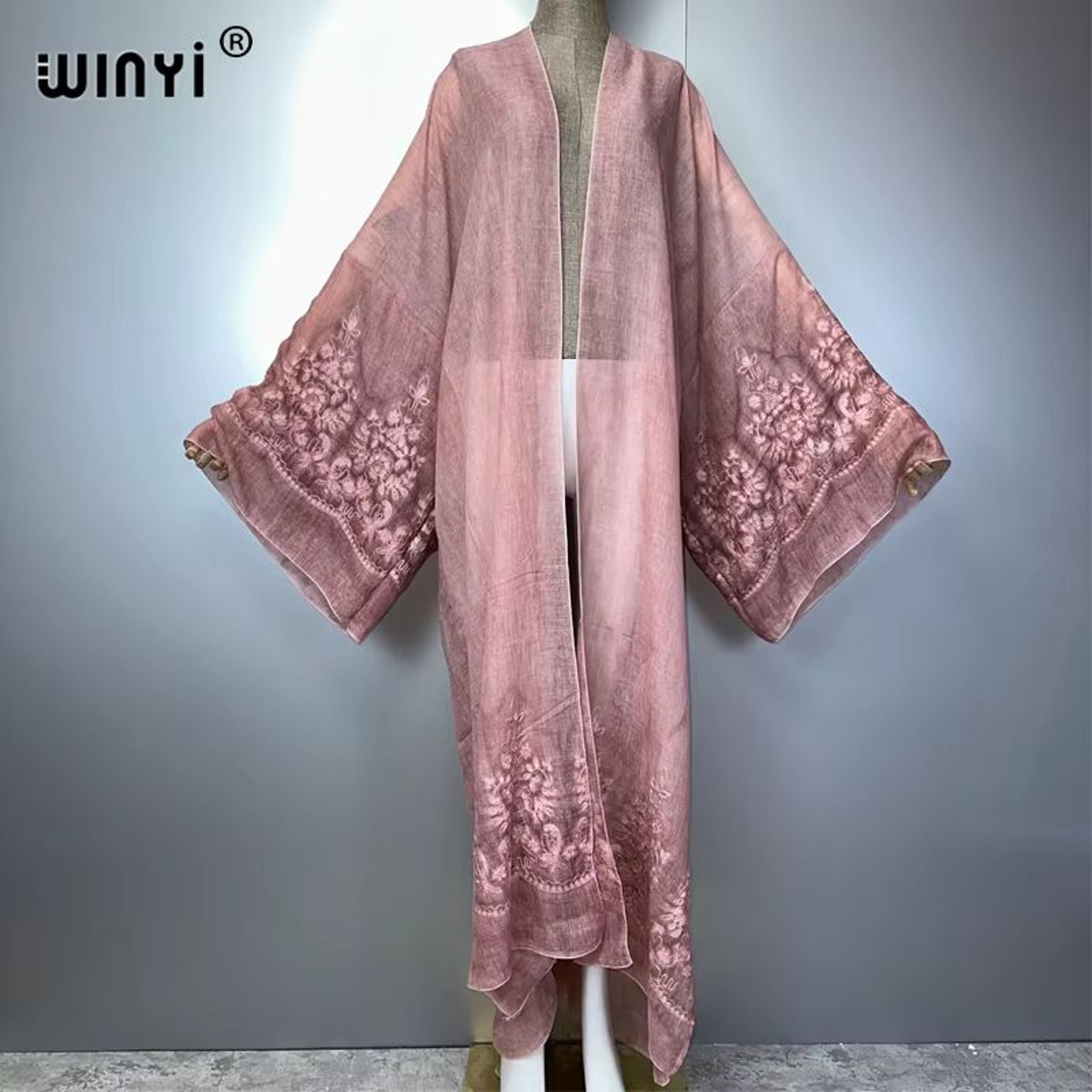 HandDyed Embroidered Beach Kimono Maxi Cover Up 6
