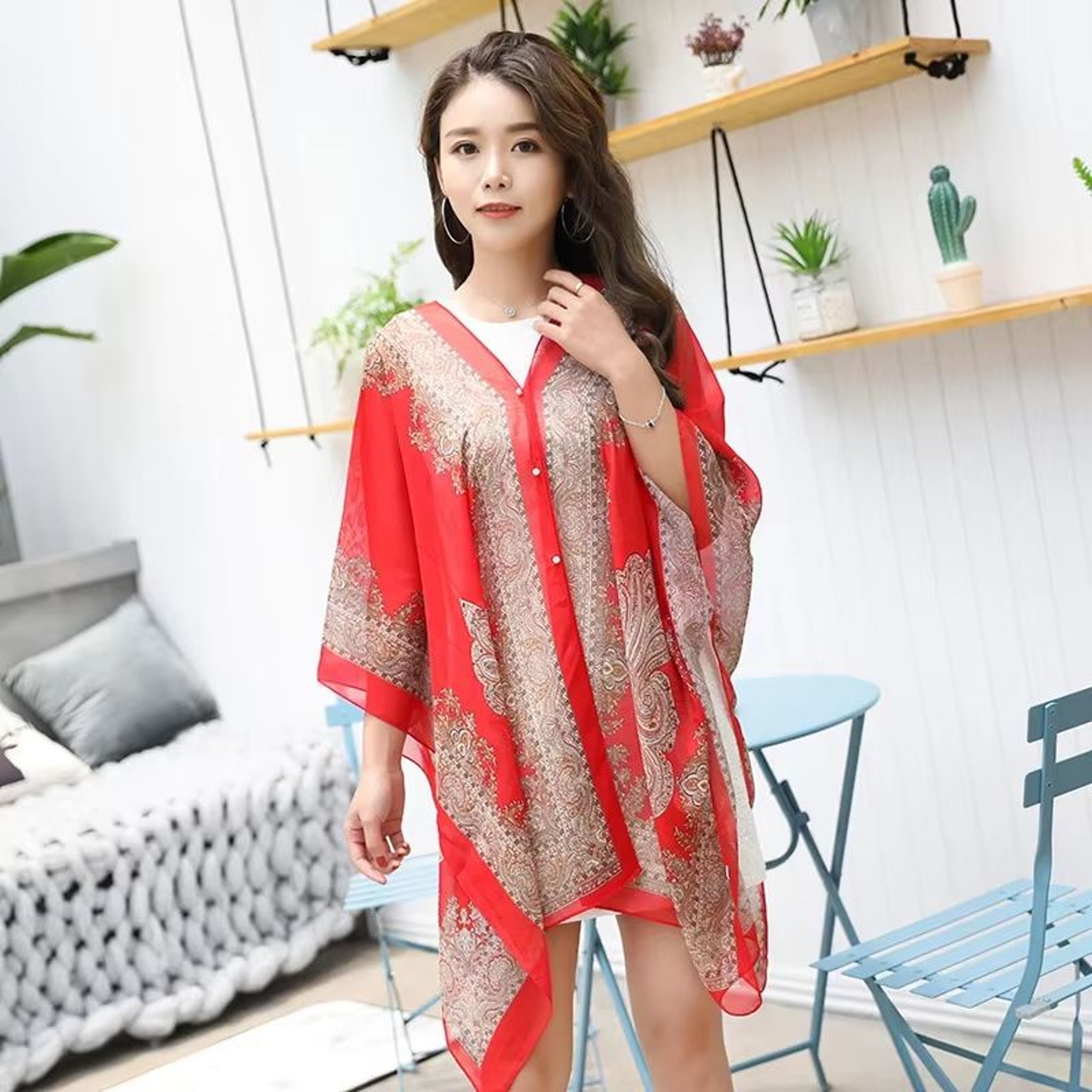 Lightweight Beach Shawl Scarf CoverUp Cardigan For Women 4