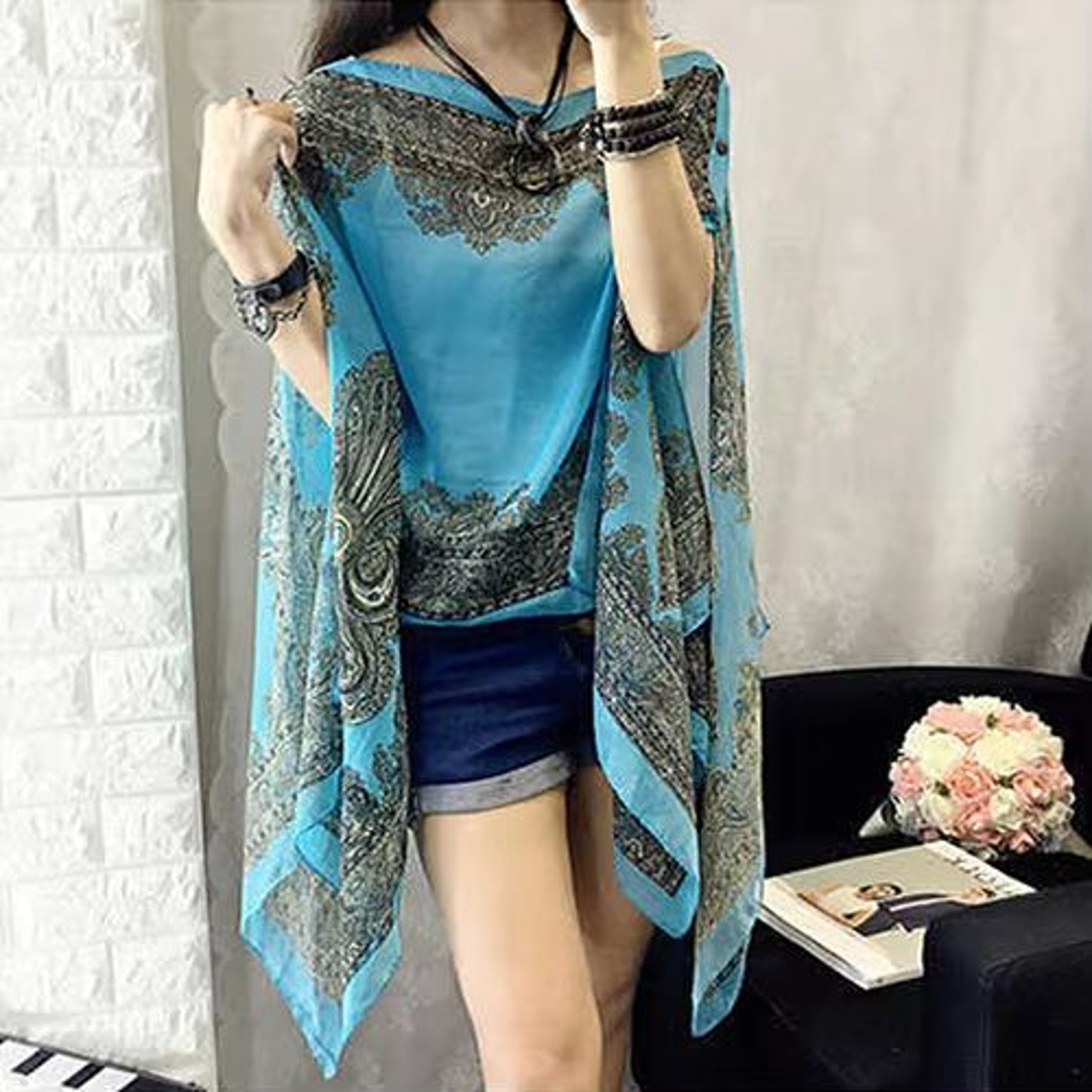 Lightweight Beach Shawl Scarf CoverUp Cardigan For Women 6