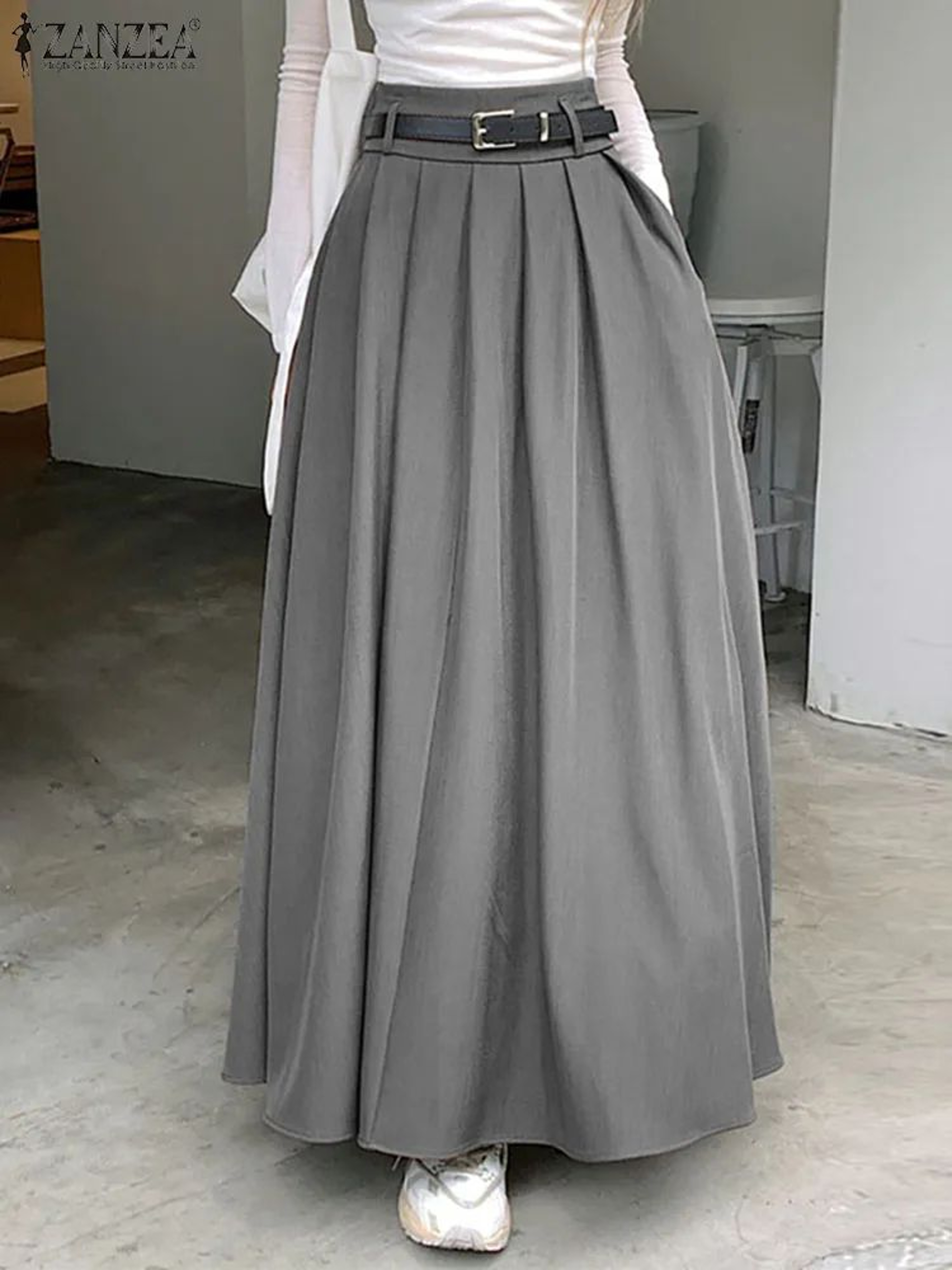 High Waist Pleated Maxi Skirt For Women 10