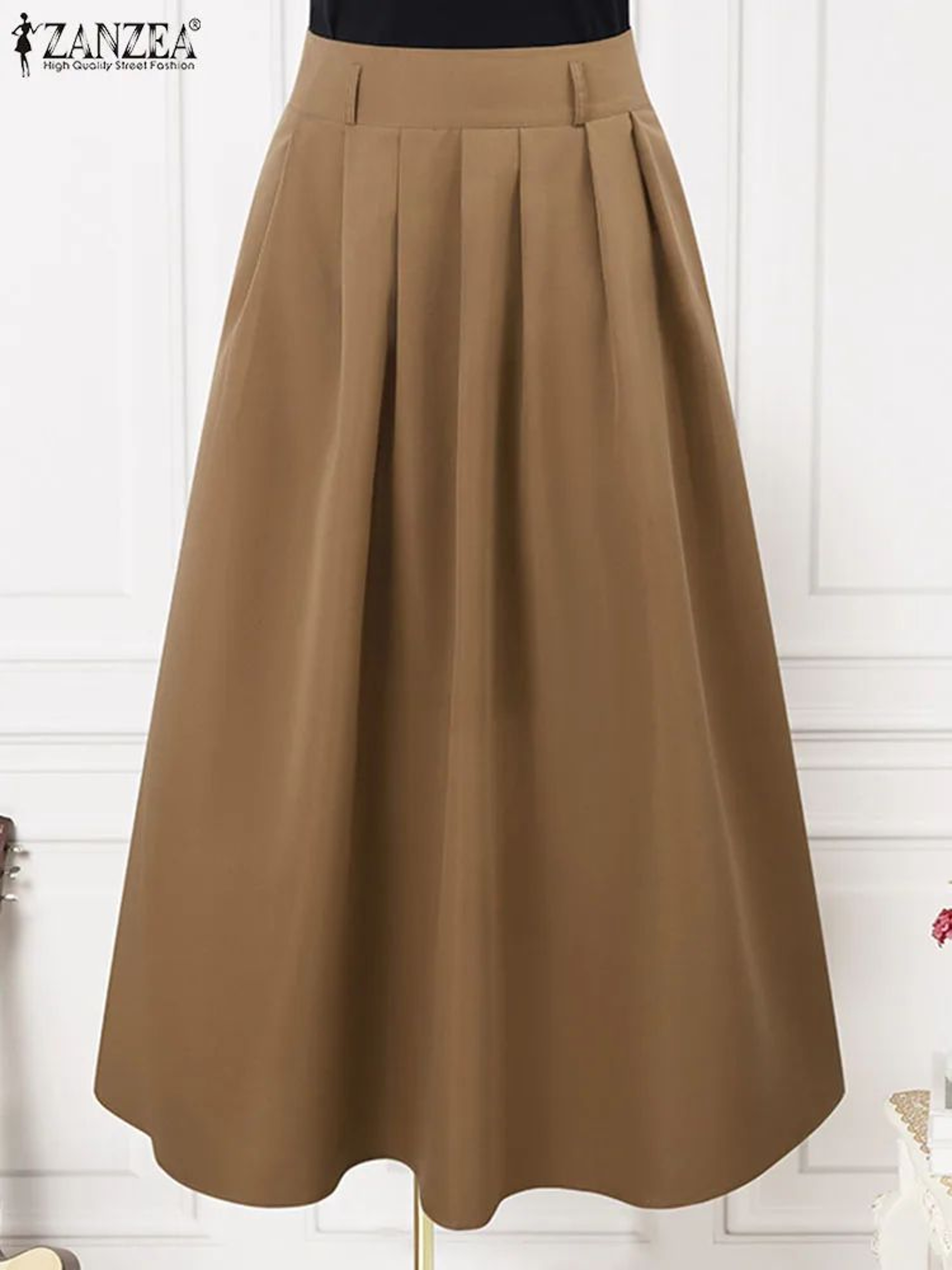 High Waist Pleated Maxi Skirt For Women 4