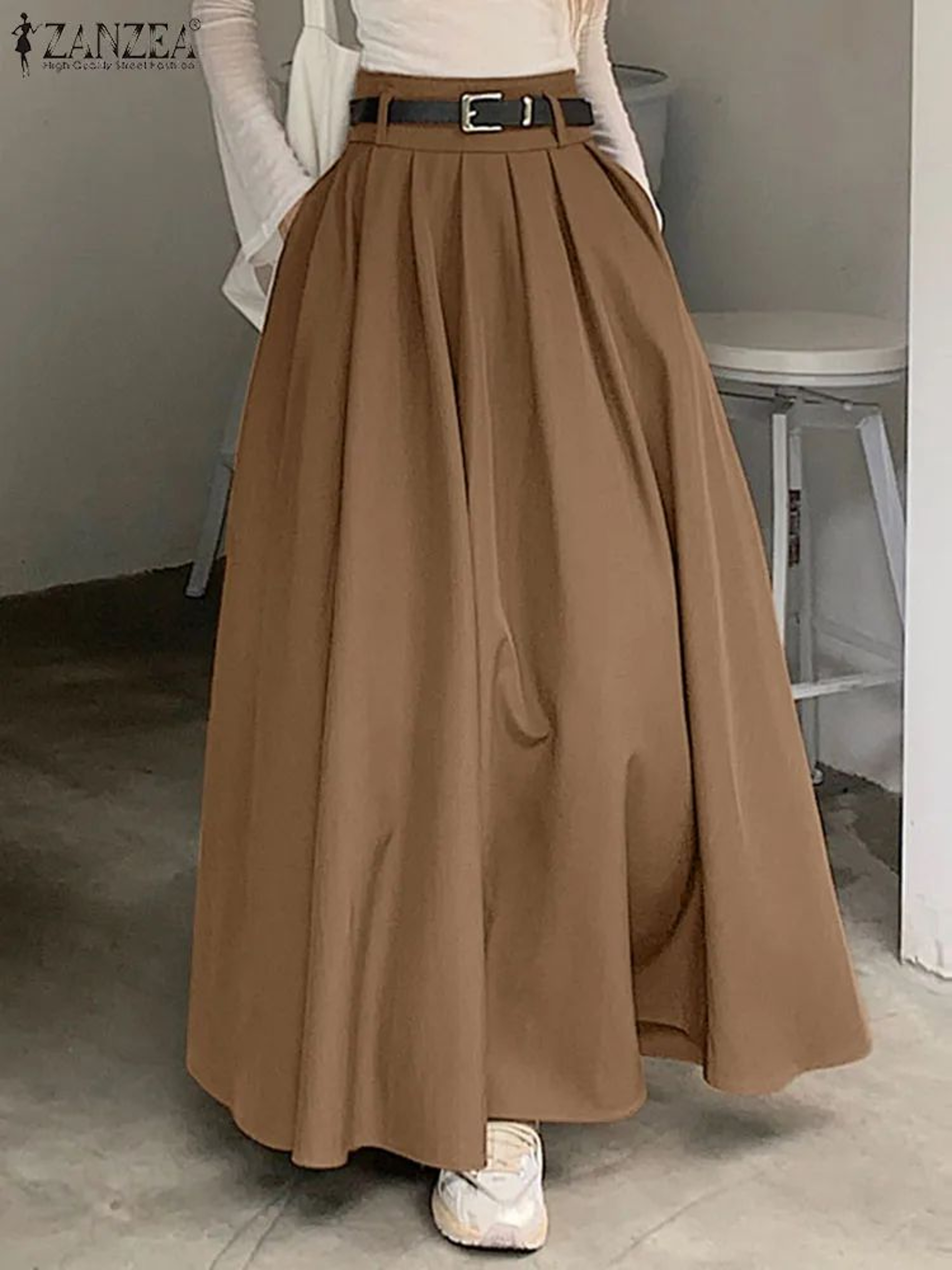 High Waist Pleated Maxi Skirt For Women 6