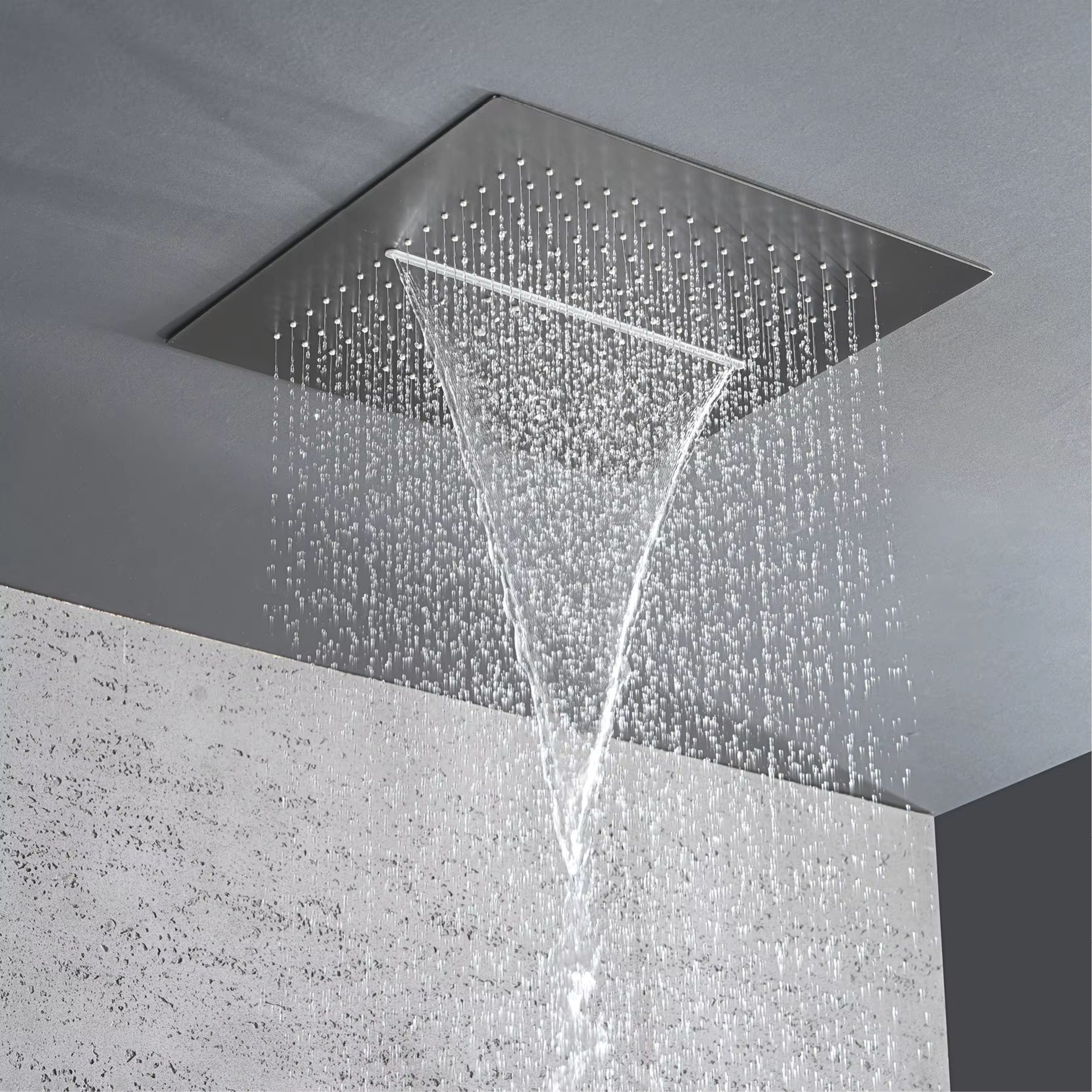 Gunmetal Brass LED Temperature Display Rainfall  Waterfall Shower System 2