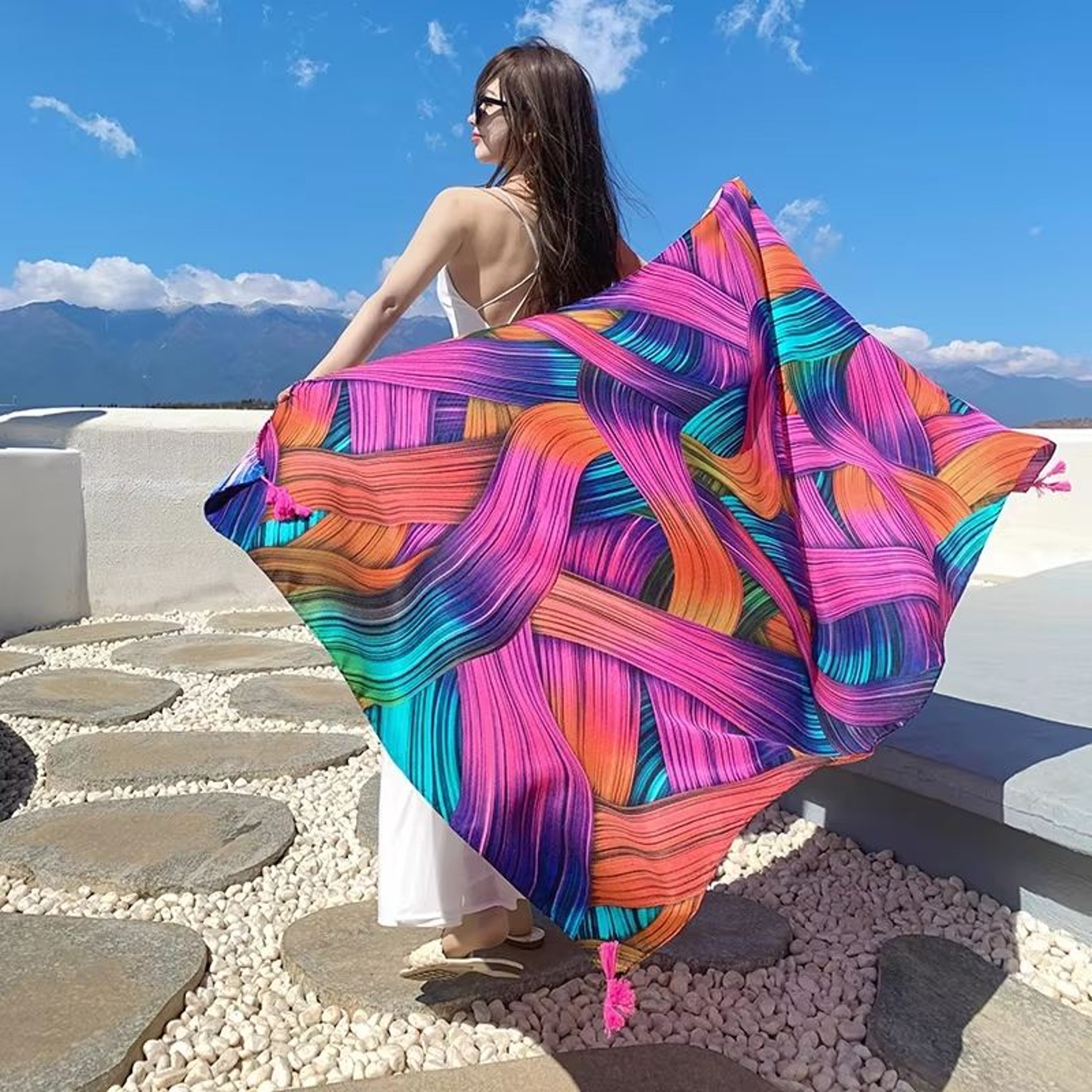 Large 3543x7087in Beach Sarong Wrap Scarf For Sunscreen And Travel 5