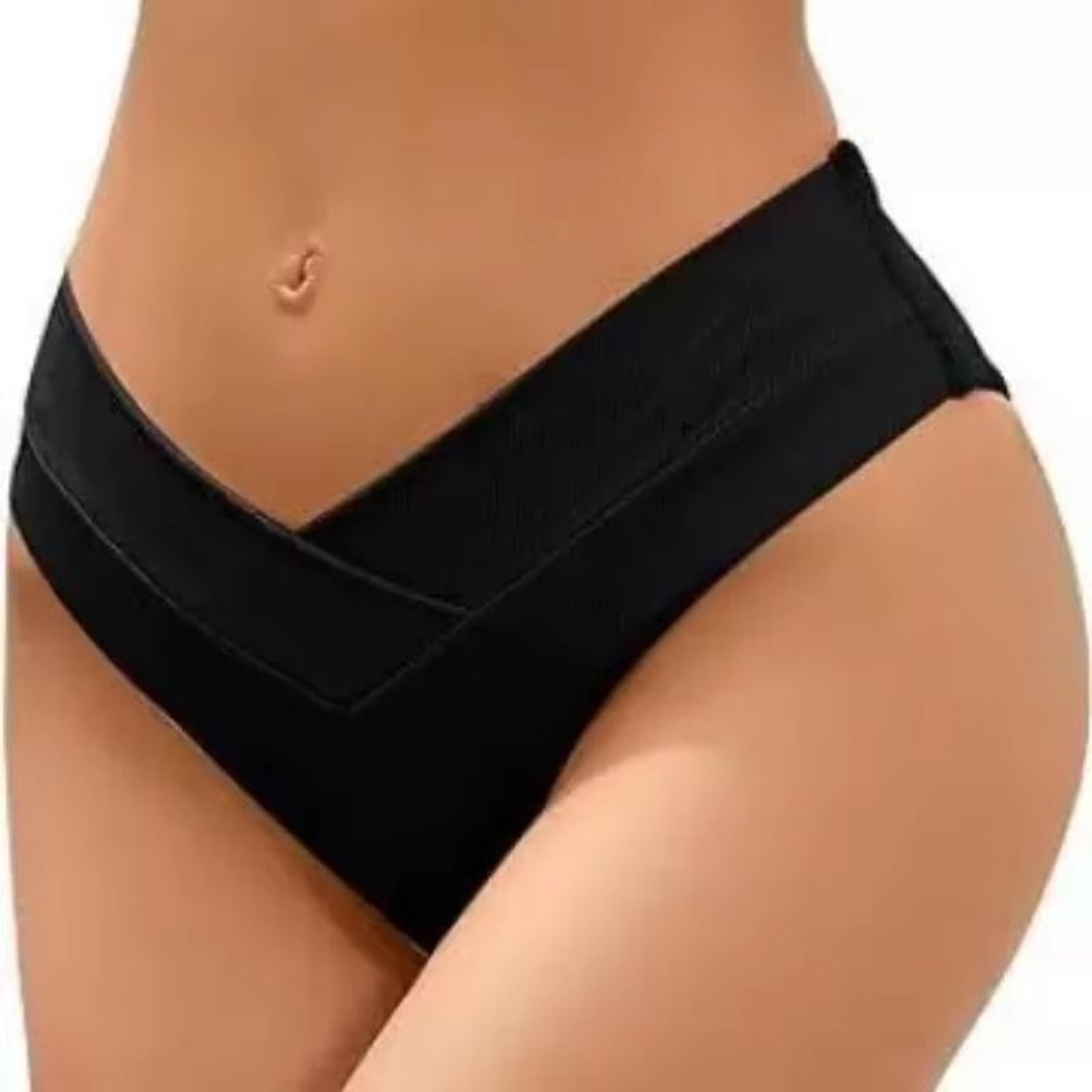Womens HighWaisted Brazilian Bikini Set Sexy VCheeky Swimwear Bottoms In Black 2