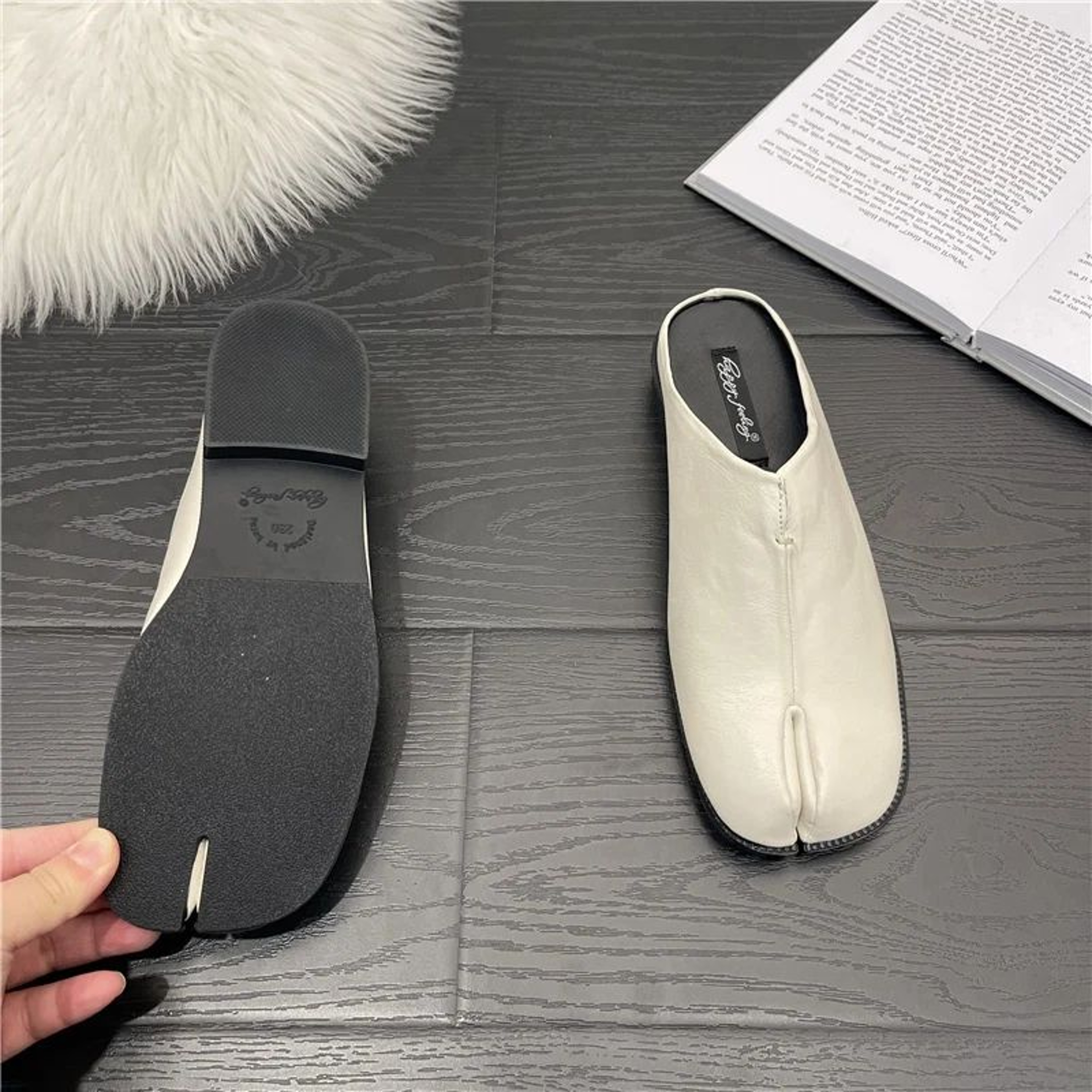 Womens Split Toe Tabi Ninja Flats Leather Casual Loafers 4