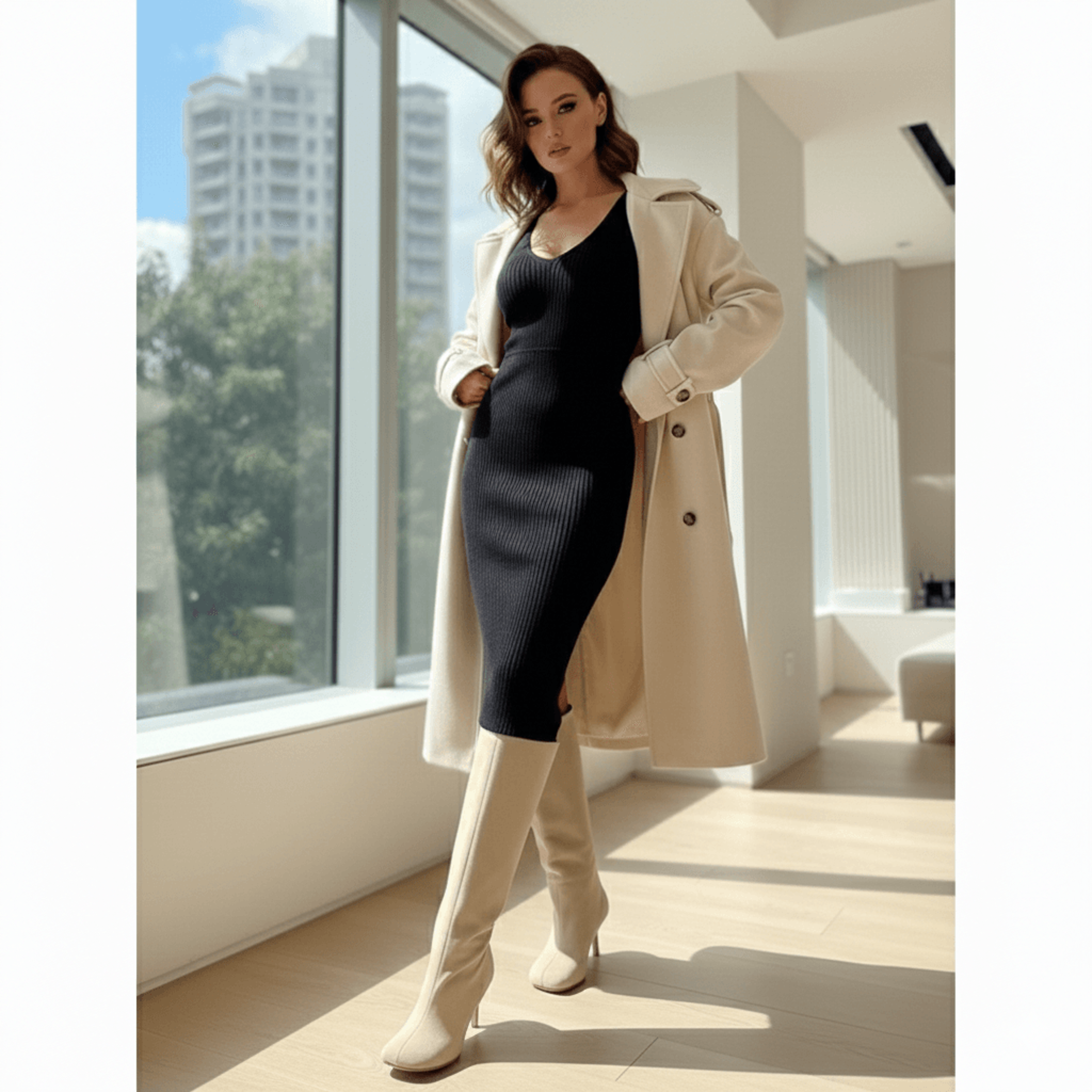 Autumn Winter Womens Knee High Boots  6cm Slim High Heels Round Toe Fashion Long Boots KnightInspir
