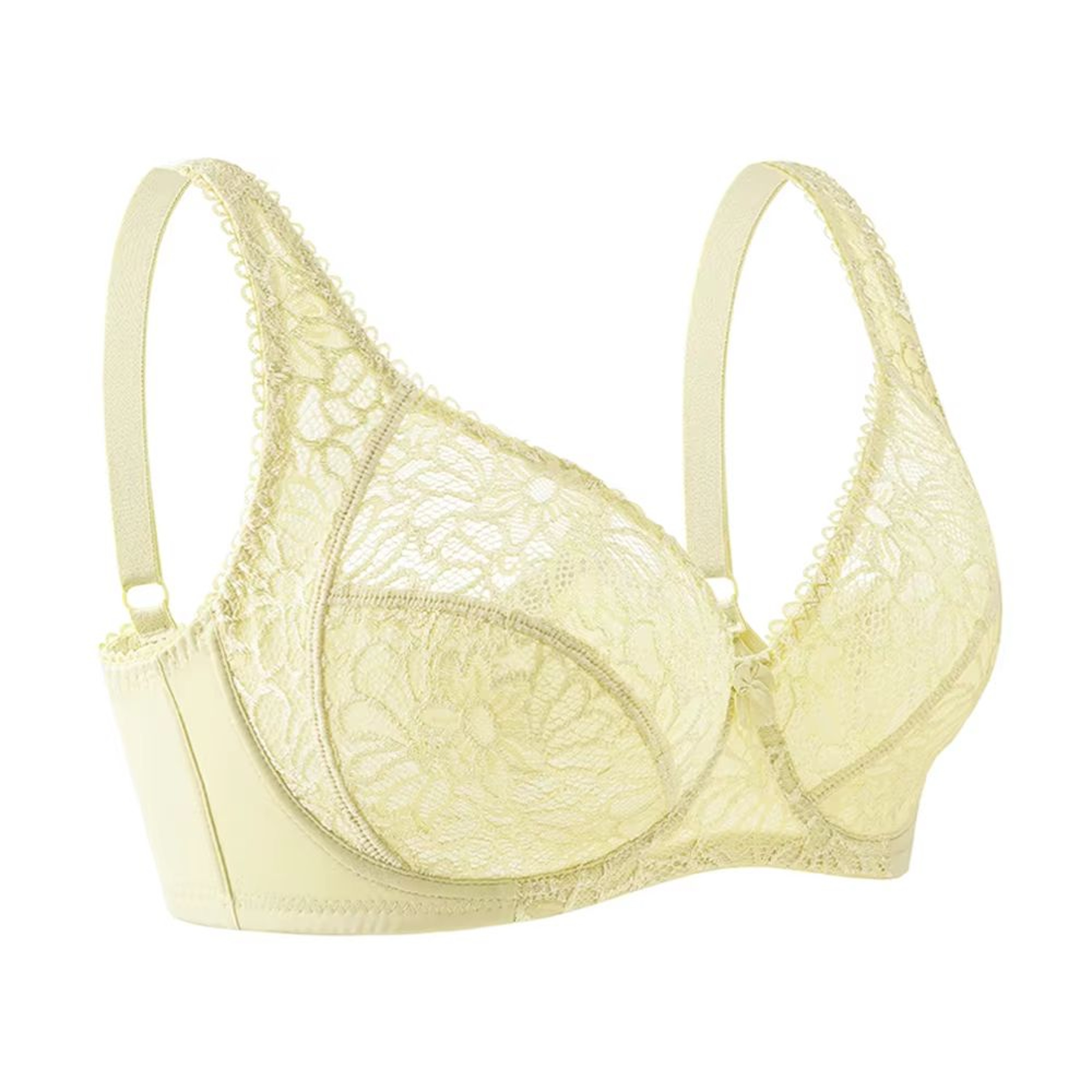 Ultrathin Sheer Deep V Lace Plus Size Bra For Women 12