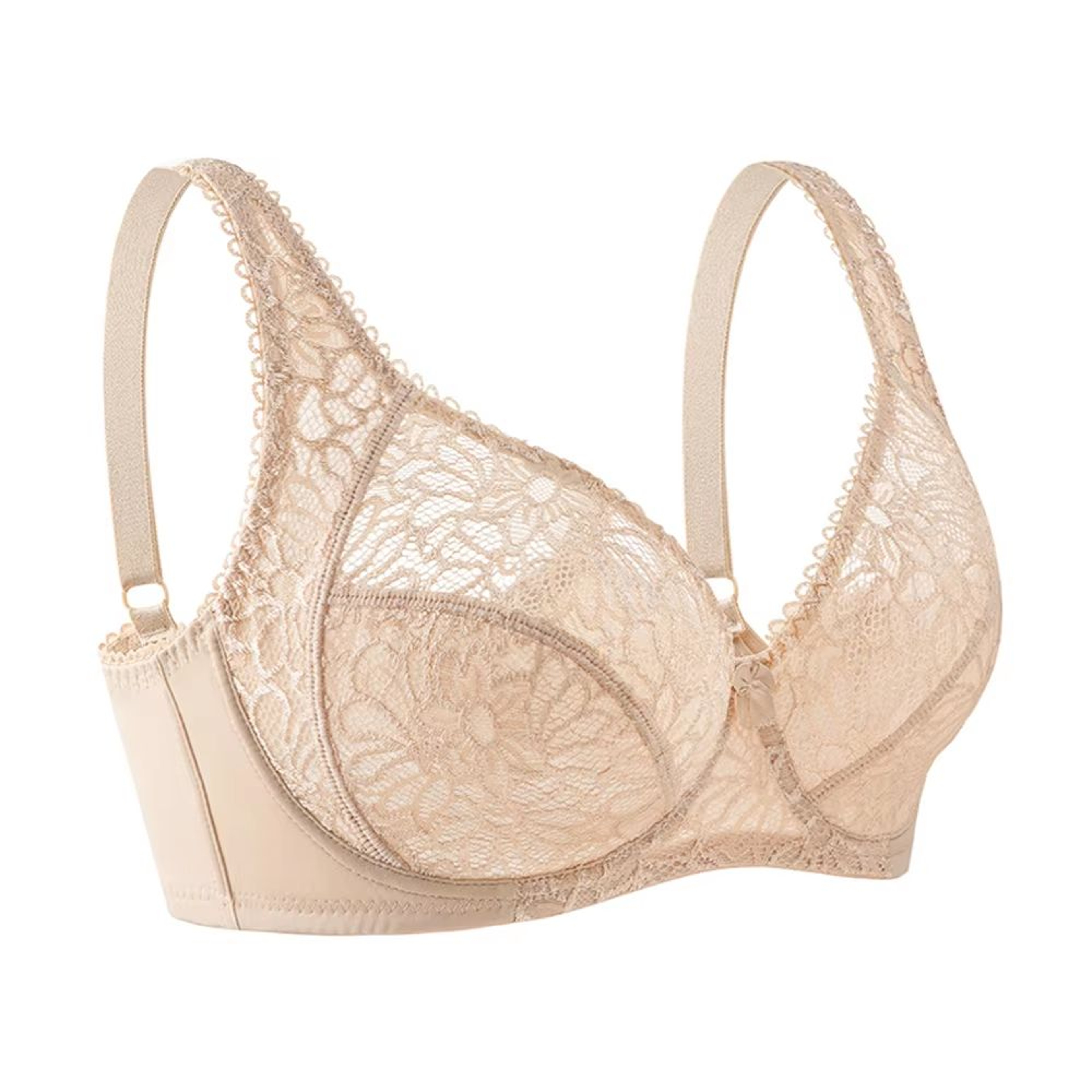 Ultrathin Sheer Deep V Lace Plus Size Bra For Women 7