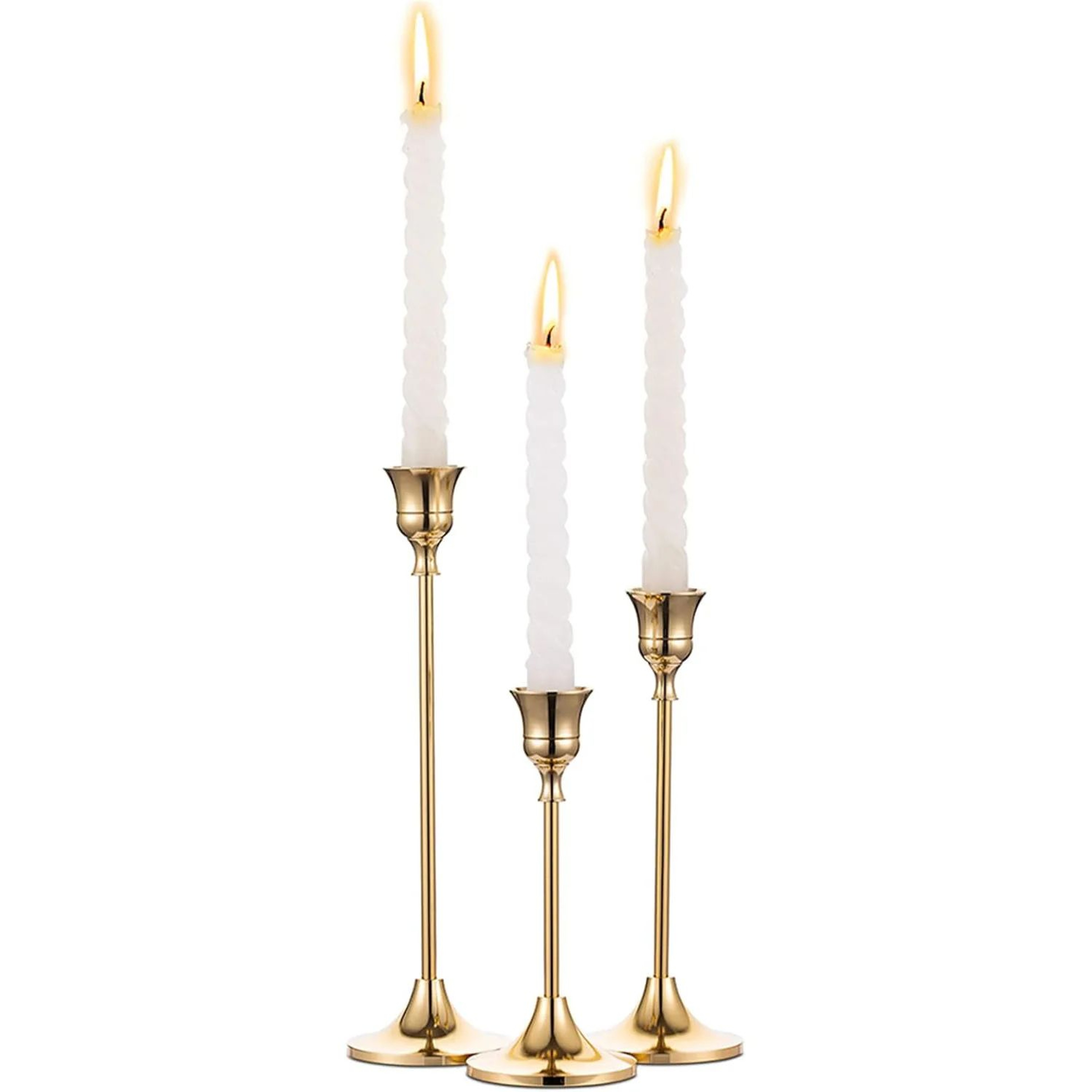 Vintage Metal Tabletop Candle Holders Set Of 3 Elegant Wedding Decor 4