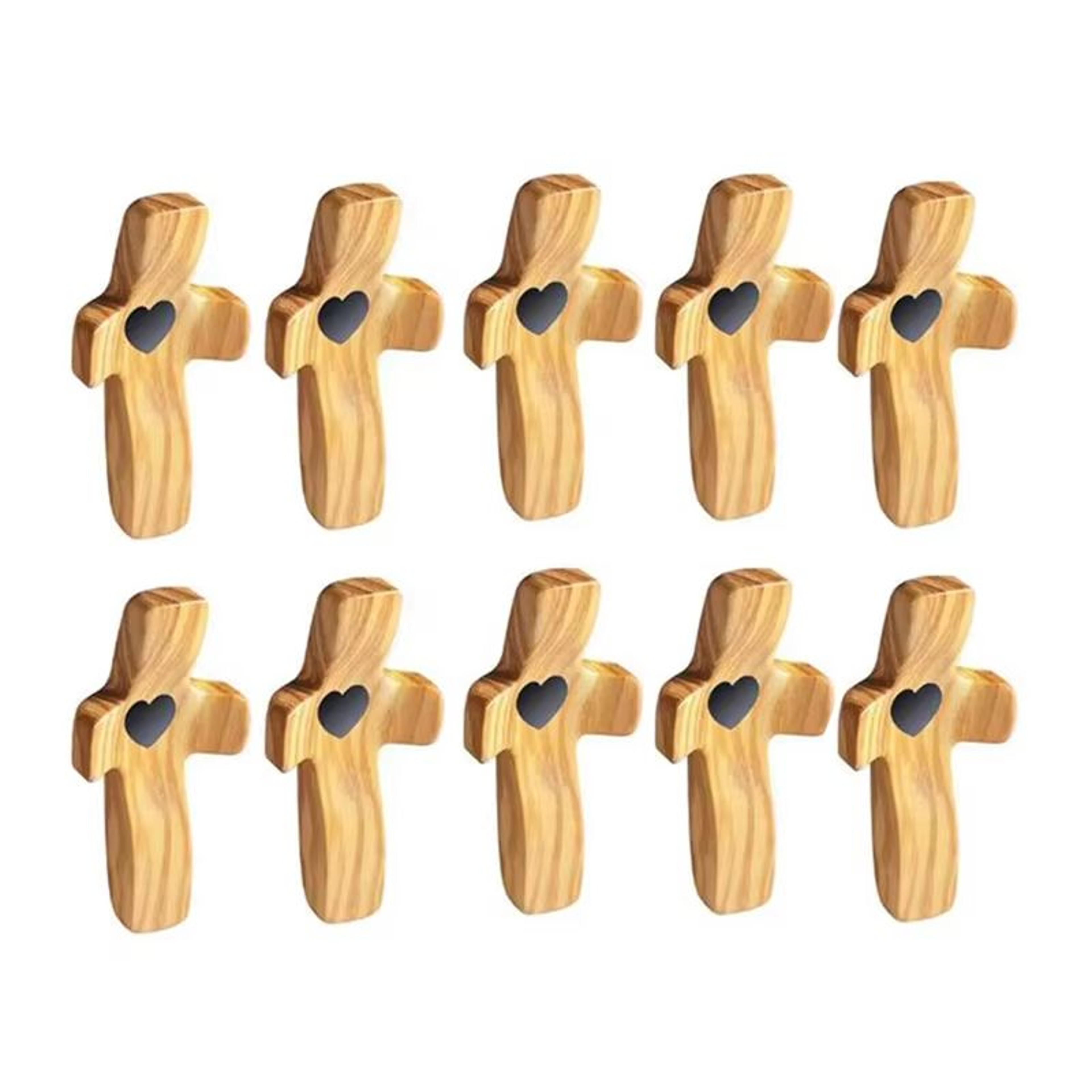 Cross My Heart Pocket Prayer Cross Set With Epoxy Heart  3pcs Handheld Wooden Cross For Daily Encou 9