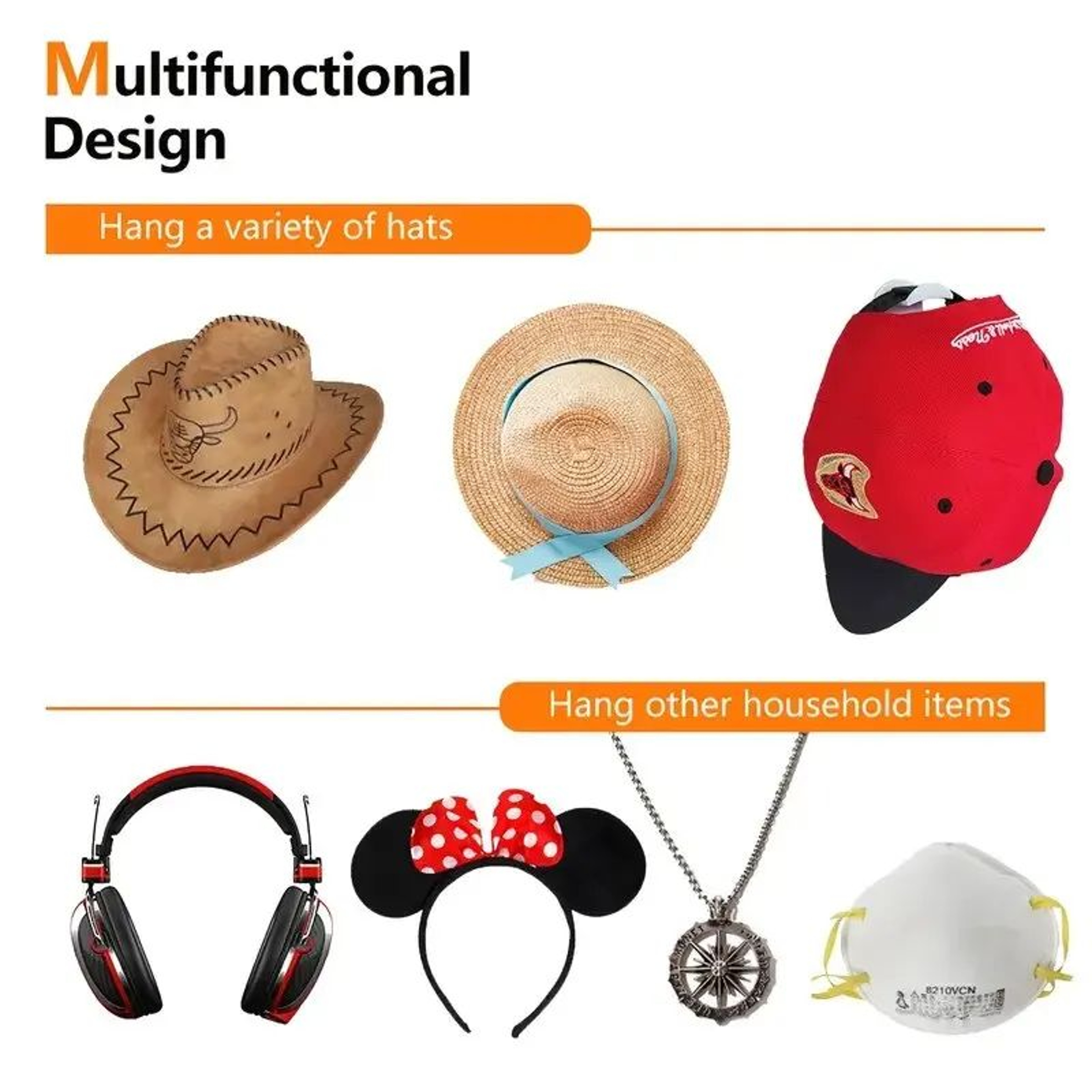 Minimalist Black Hat Hook Rack  Traceless Hat Hook  MultiUse Wall Hook Set 3