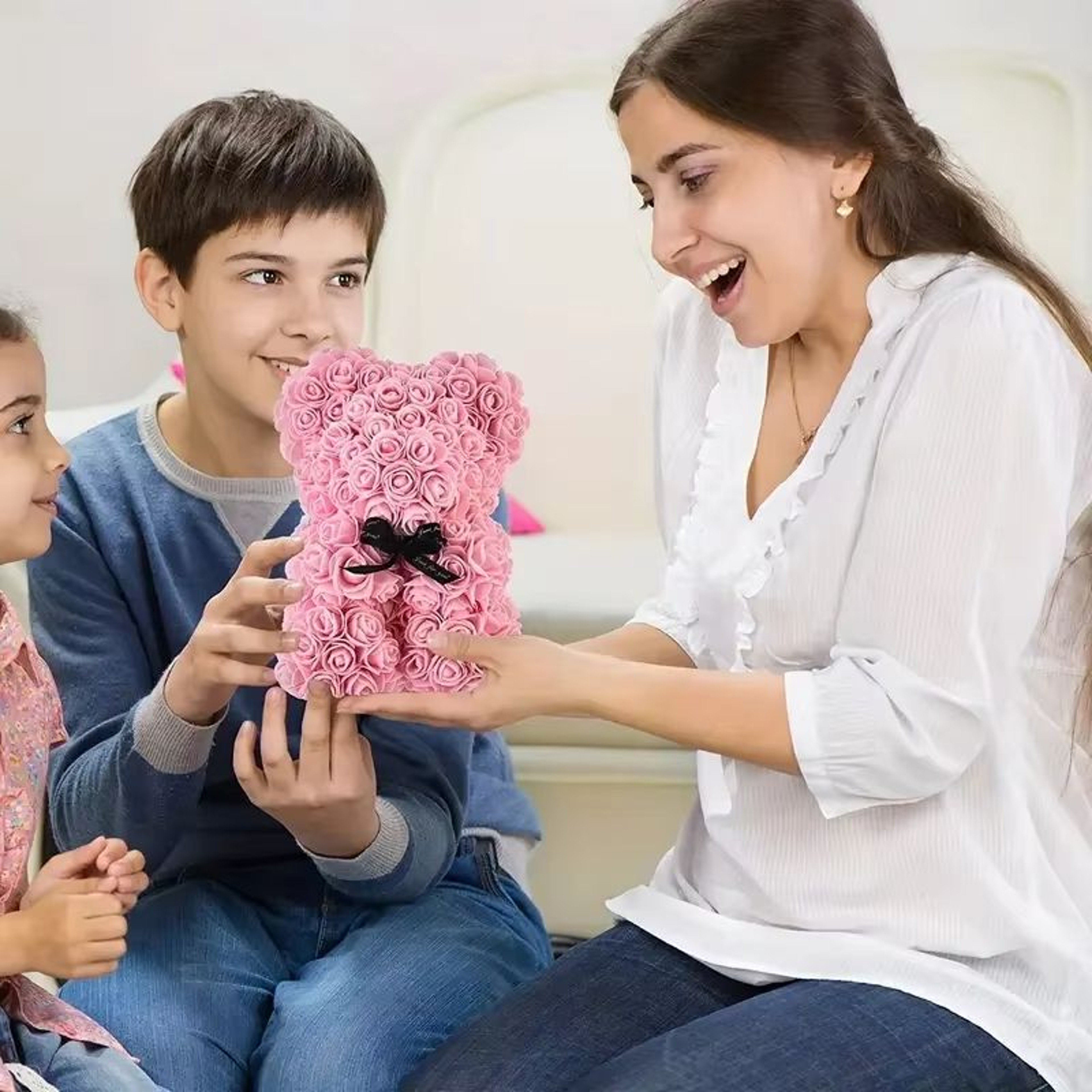 Romantic Red Artificial Rose Bear With Bouquet For Wife Girlfriend Birthday Wedding Gift 2