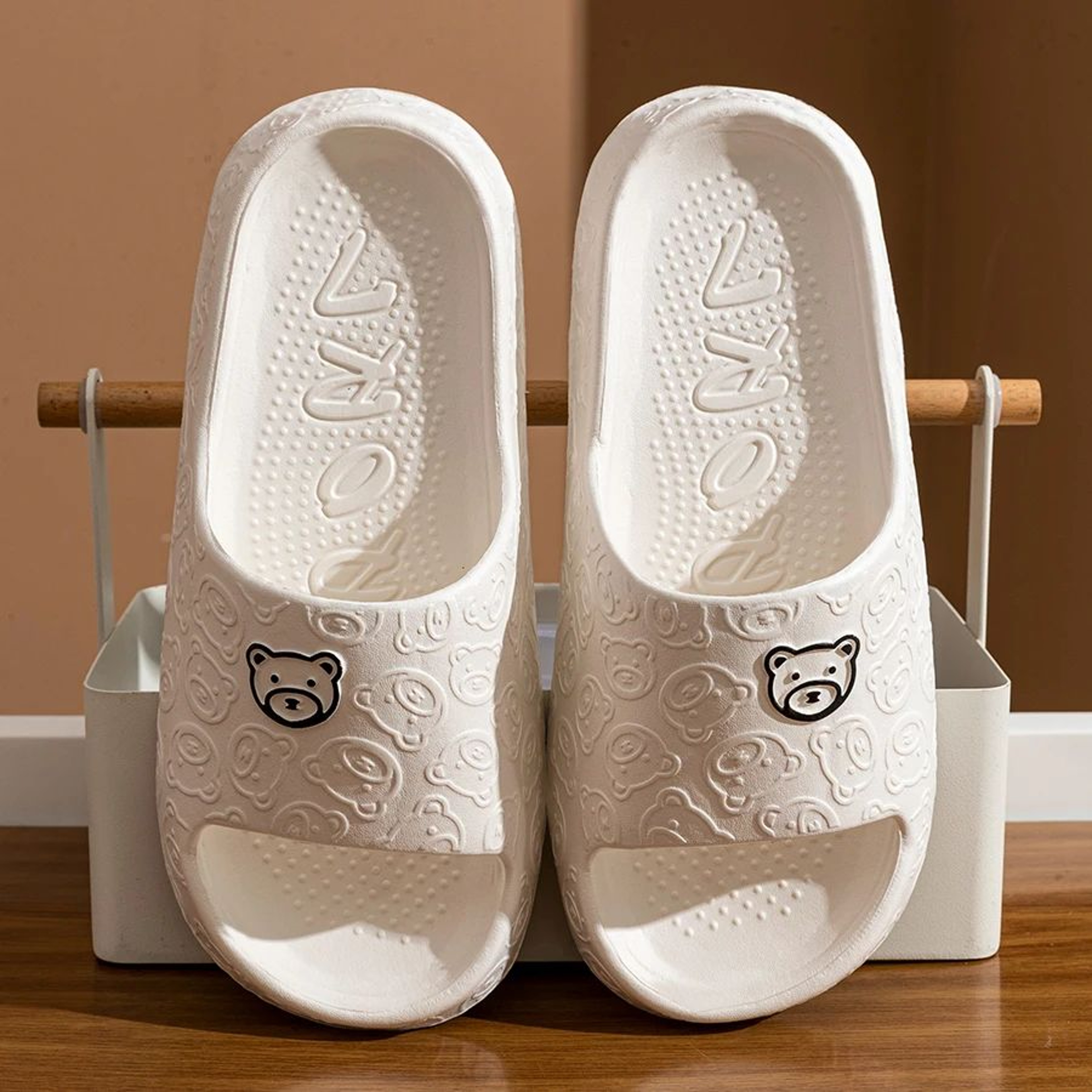 BearBuddy Cute Bear Print Non Slip EVA Bathroom Slides For Women And Men 5