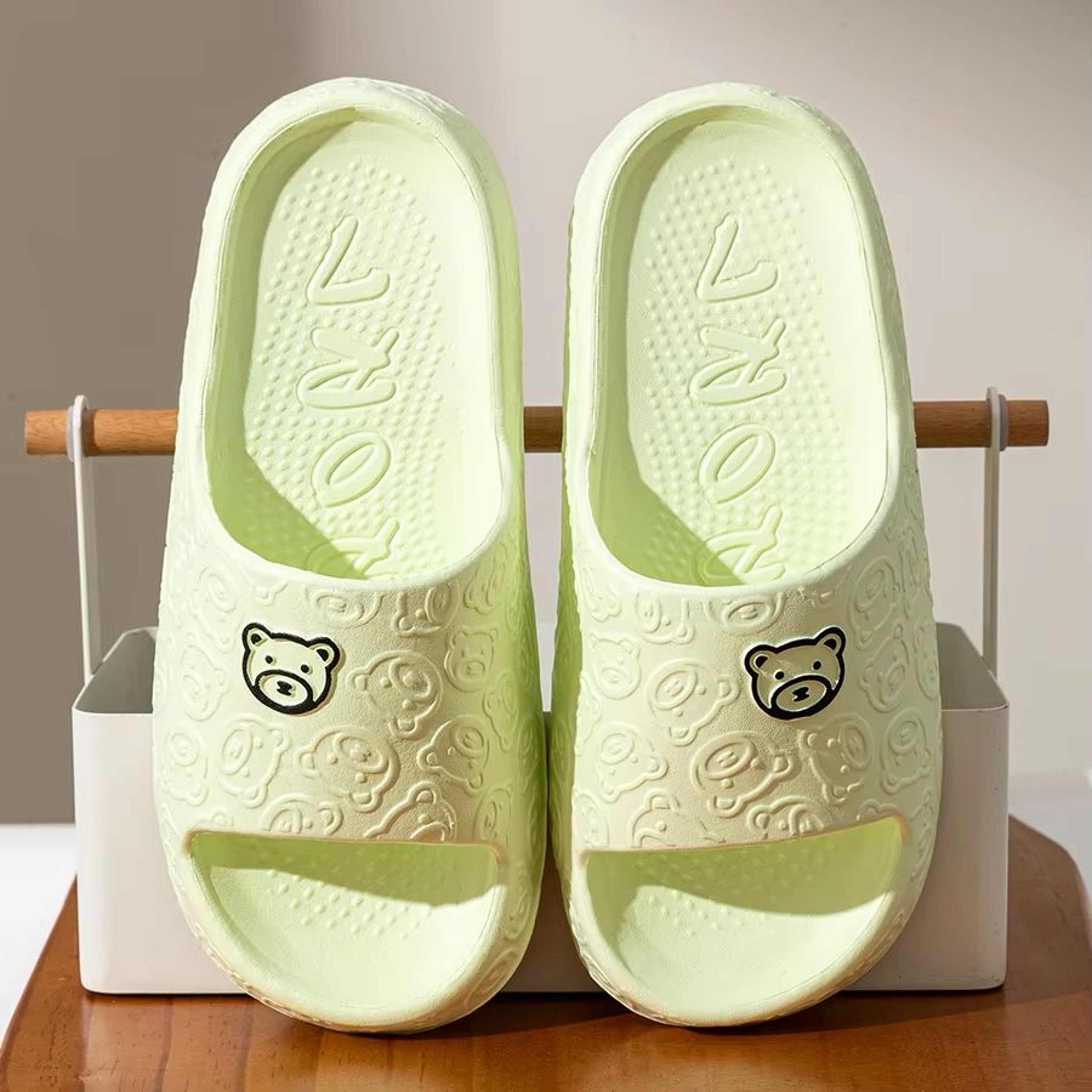 BearBuddy Cute Bear Print Non Slip EVA Bathroom Slides For Women And Men 9