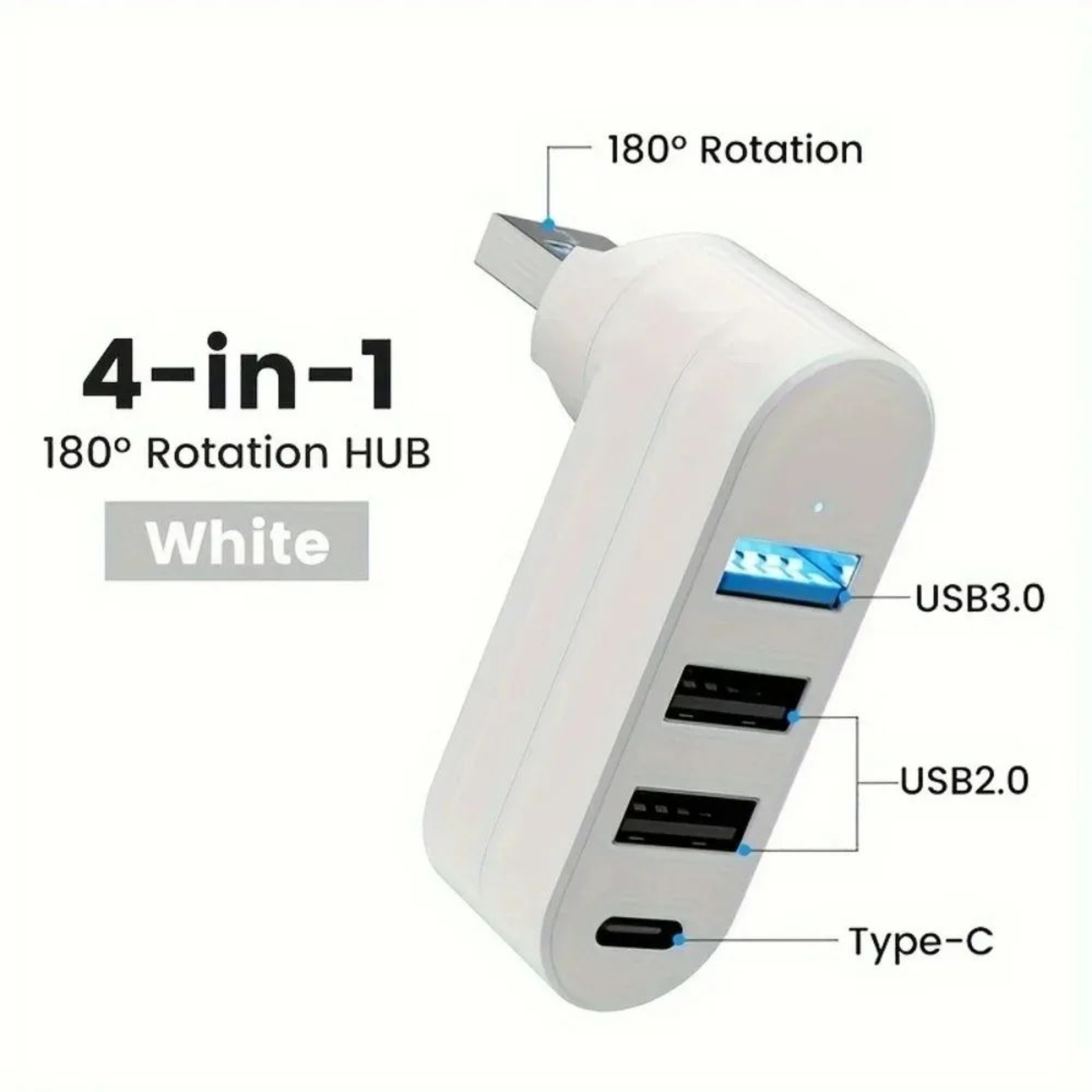 4 In 1 Rotating USB 30 Hub With Type C Port 180 Degree USB Splitter Expander4 In 1 Rotating USB 30  5