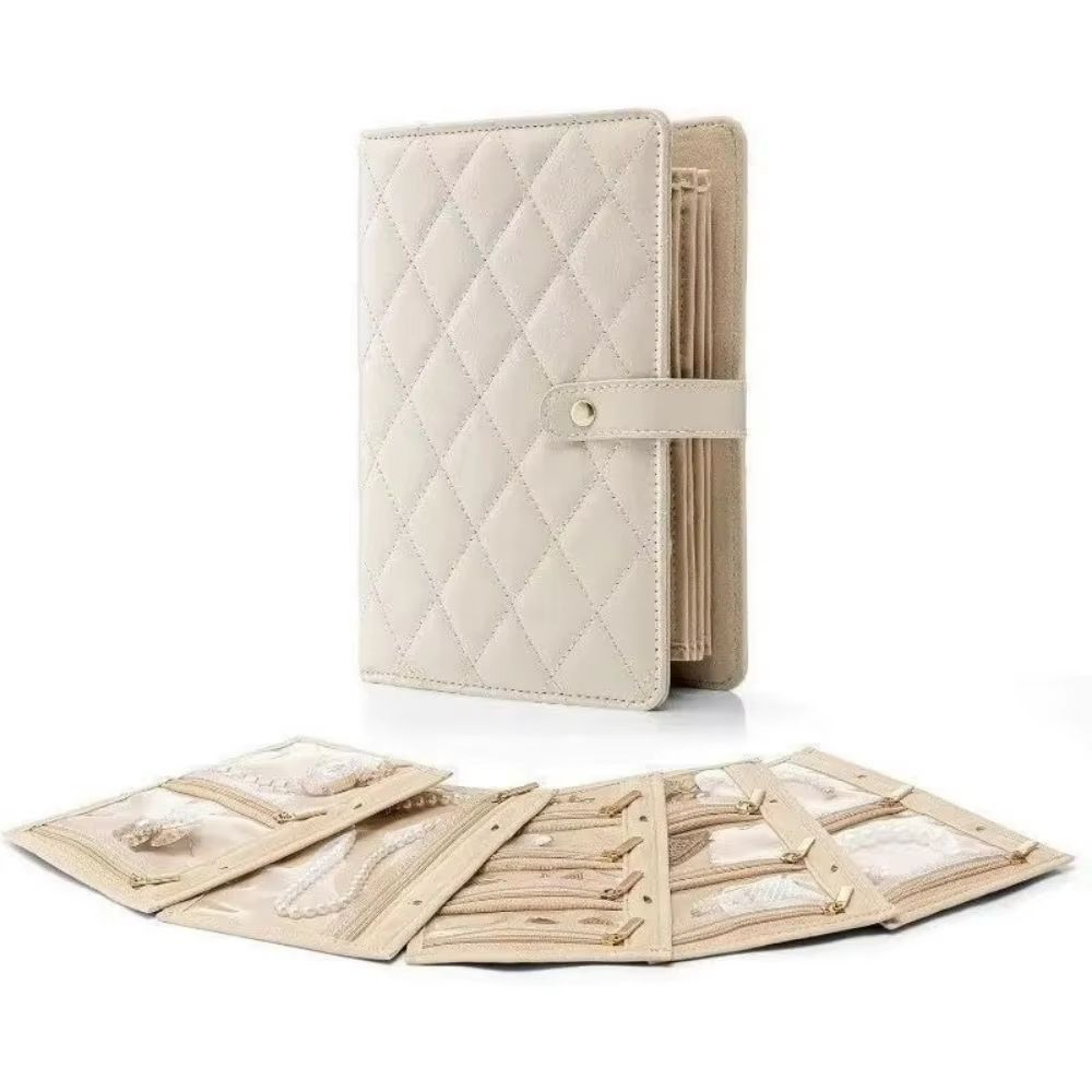 Travel Jewelry Organizer Book Ring Binder Jewelry Storage With Clear Zipper Pouches 9